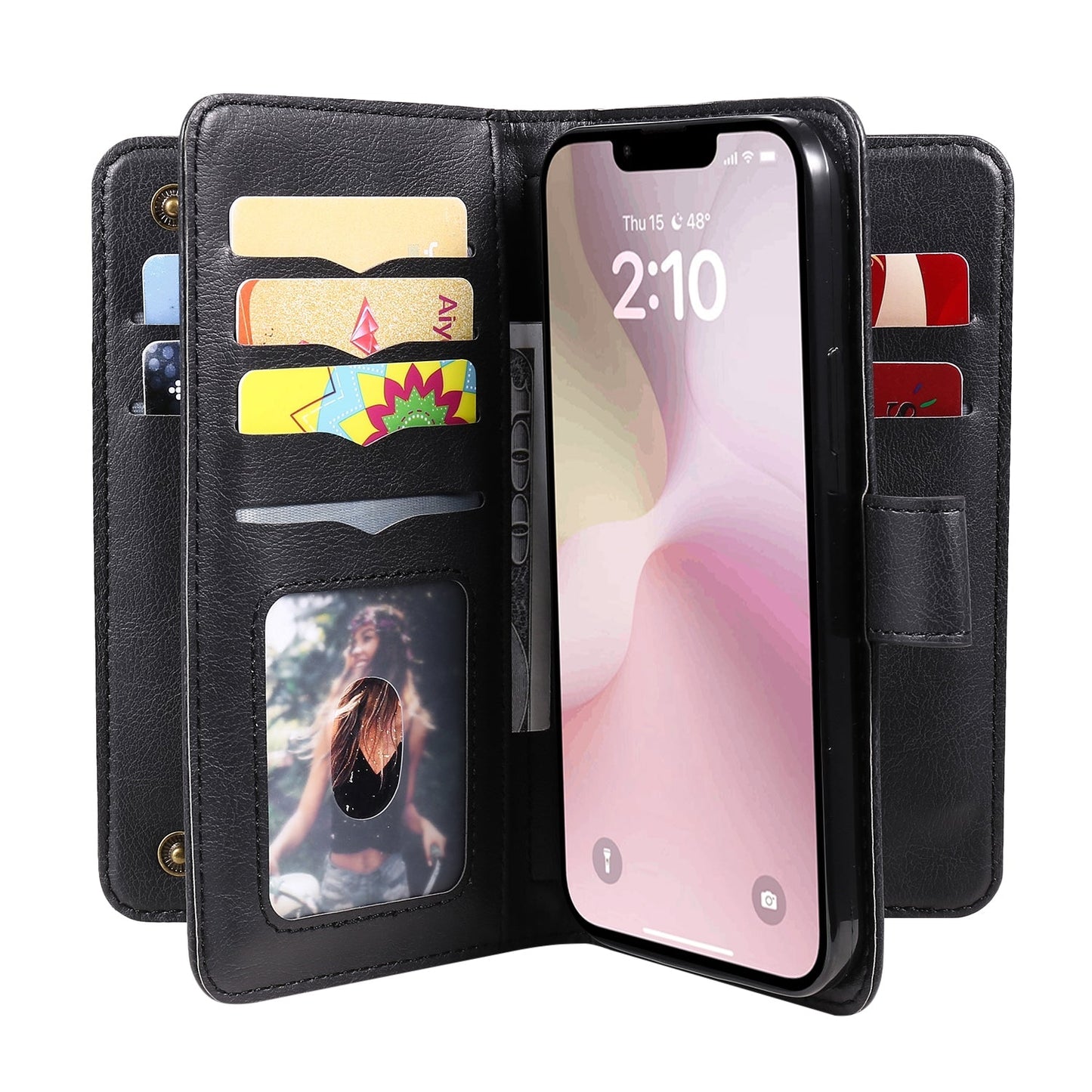 For iPhone 16e Multi-Function Wallet 10 Card Slots Leather Phone Case(Black)