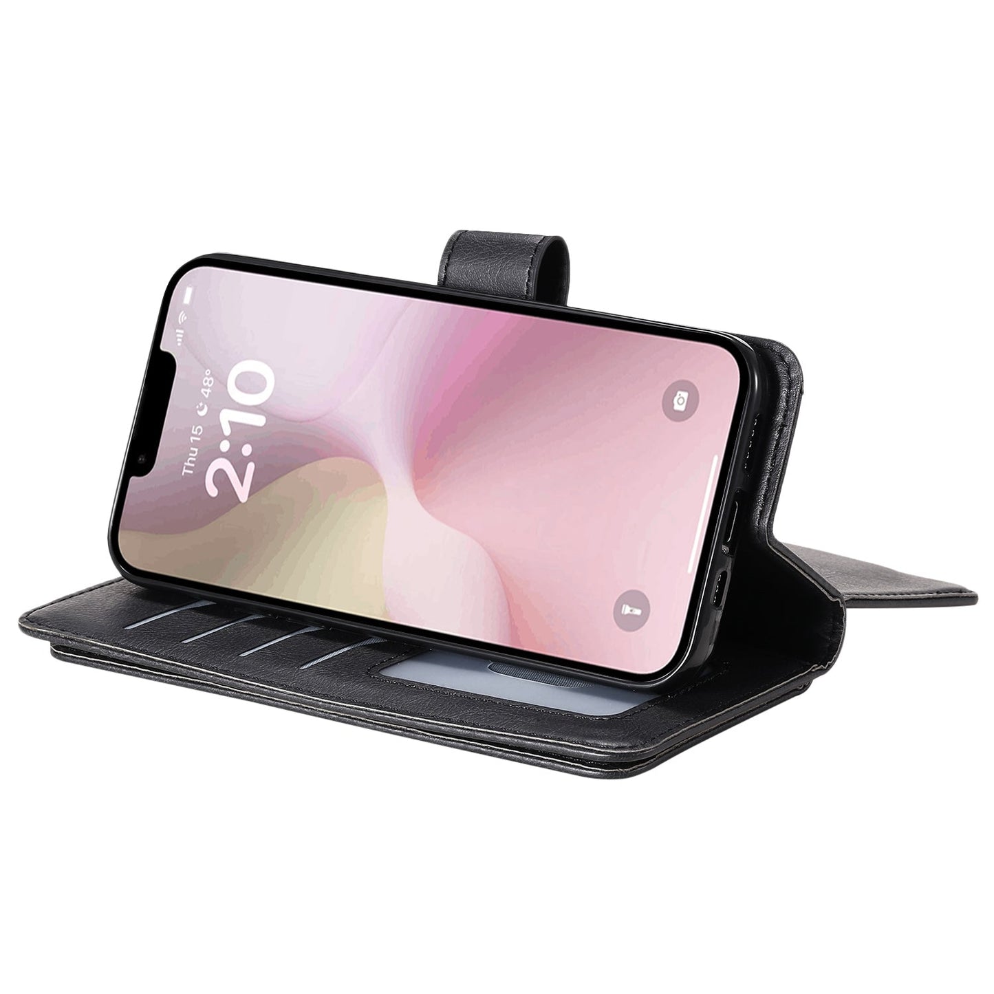 For iPhone 16e Multi-Function Wallet 10 Card Slots Leather Phone Case(Black)