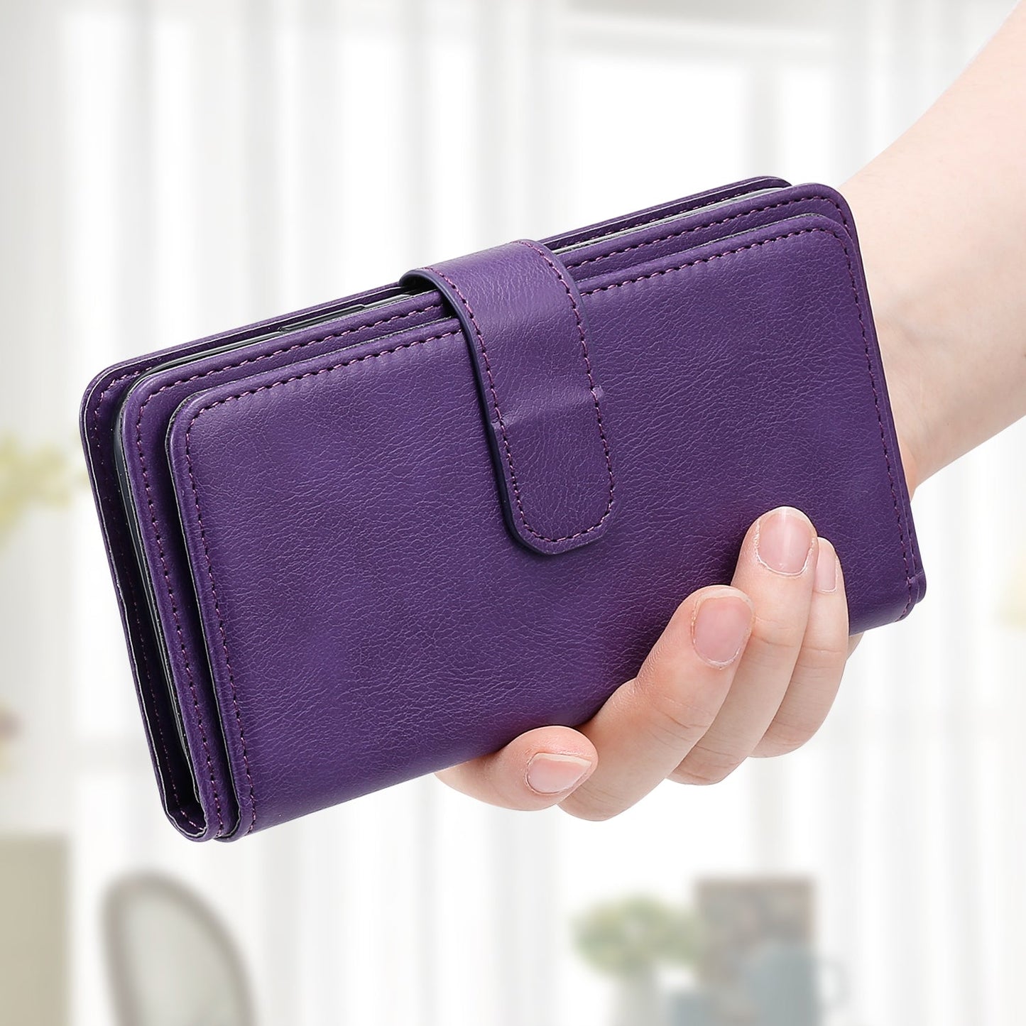 For iPhone 16e Multi-Function Wallet 10 Card Slots Leather Phone Case(Violet)