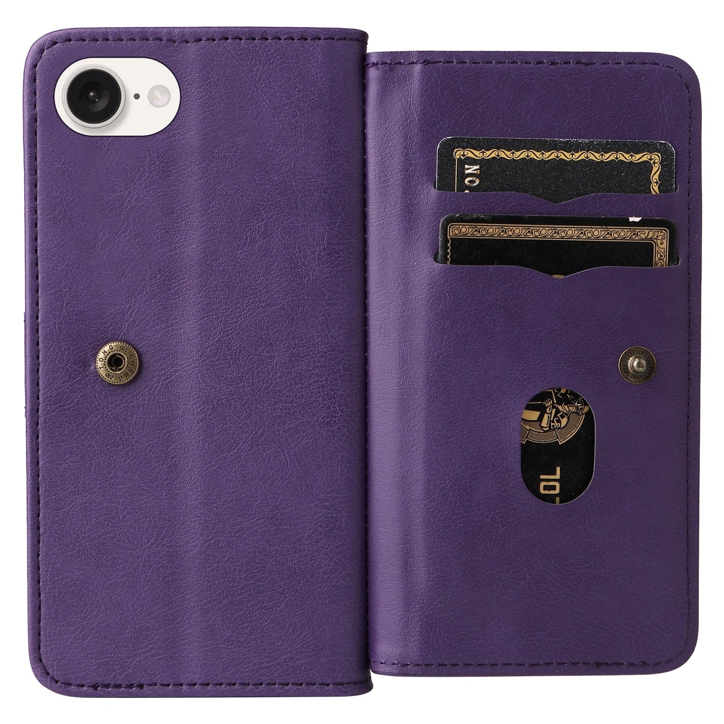 For iPhone 16e Multi-Function Wallet 10 Card Slots Leather Phone Case(Violet)