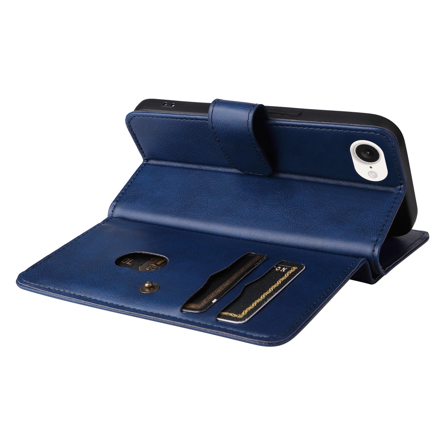 For iPhone 16e Multi-Function Wallet 10 Card Slots Leather Phone Case(Dark Blue)
