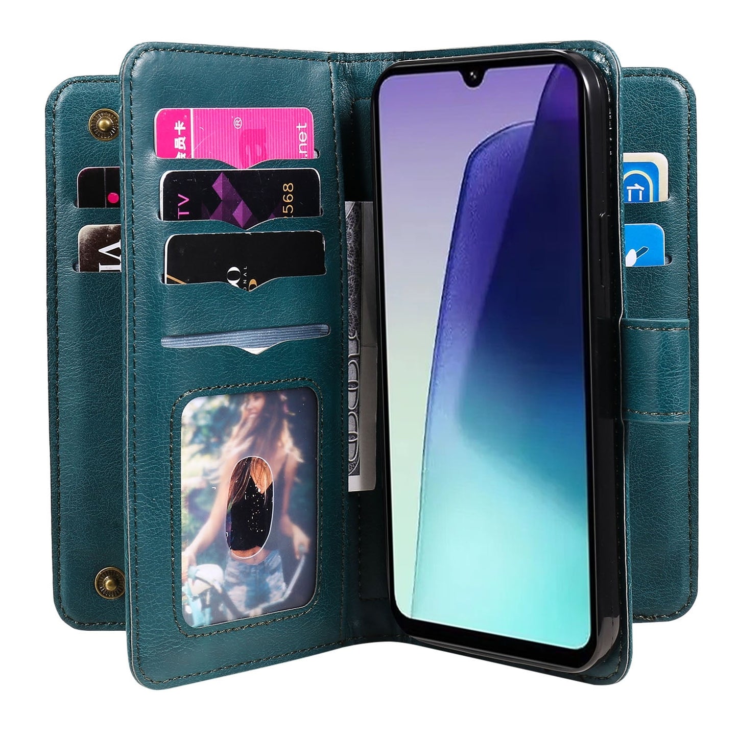For Redmi 14C 4G Global Multi-Function Wallet 10 Card Slots Leather Phone Case(Dark Green)