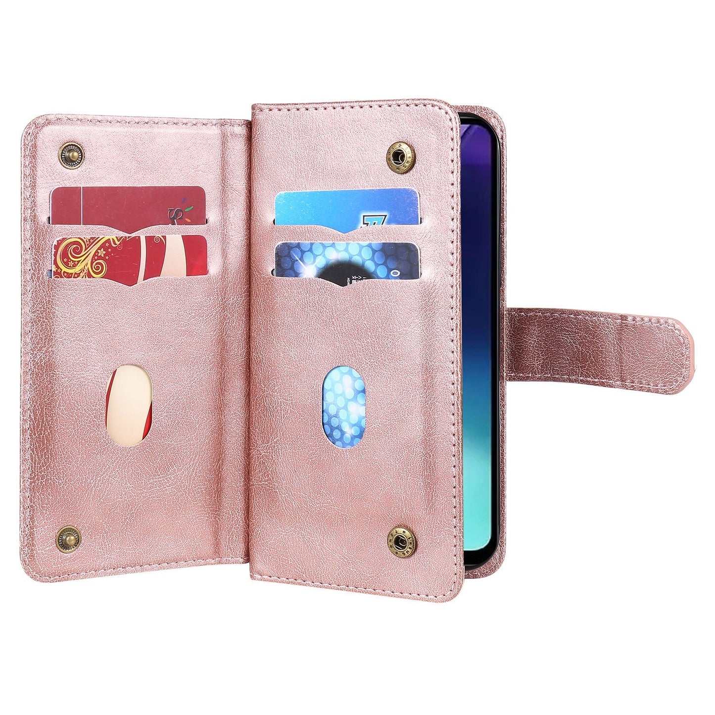 For Redmi 14C 4G Global Multi-Function Wallet 10 Card Slots Leather Phone Case(Rose Gold)