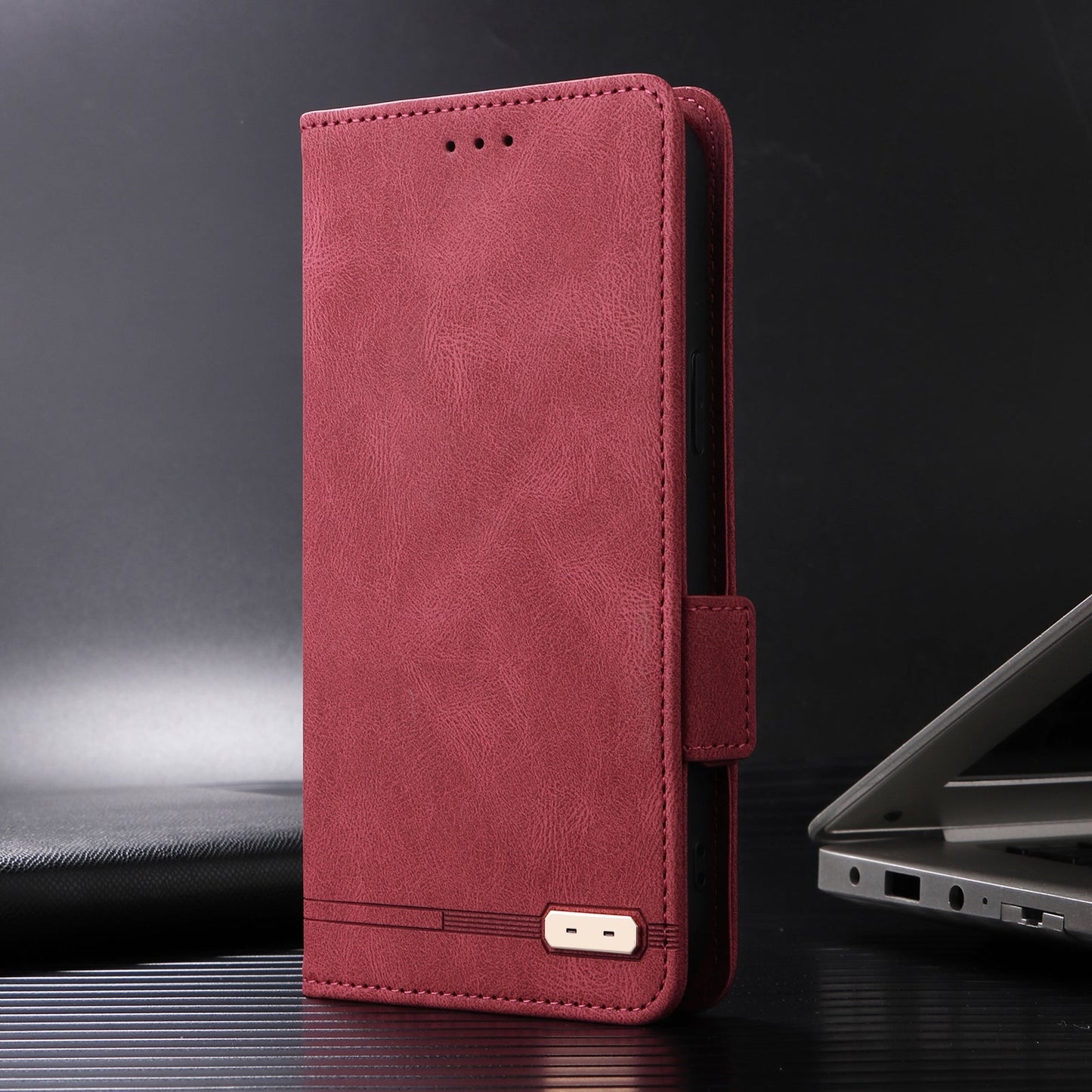For iPhone 16e Magnetic Clasp Leather Phone Case(Red)