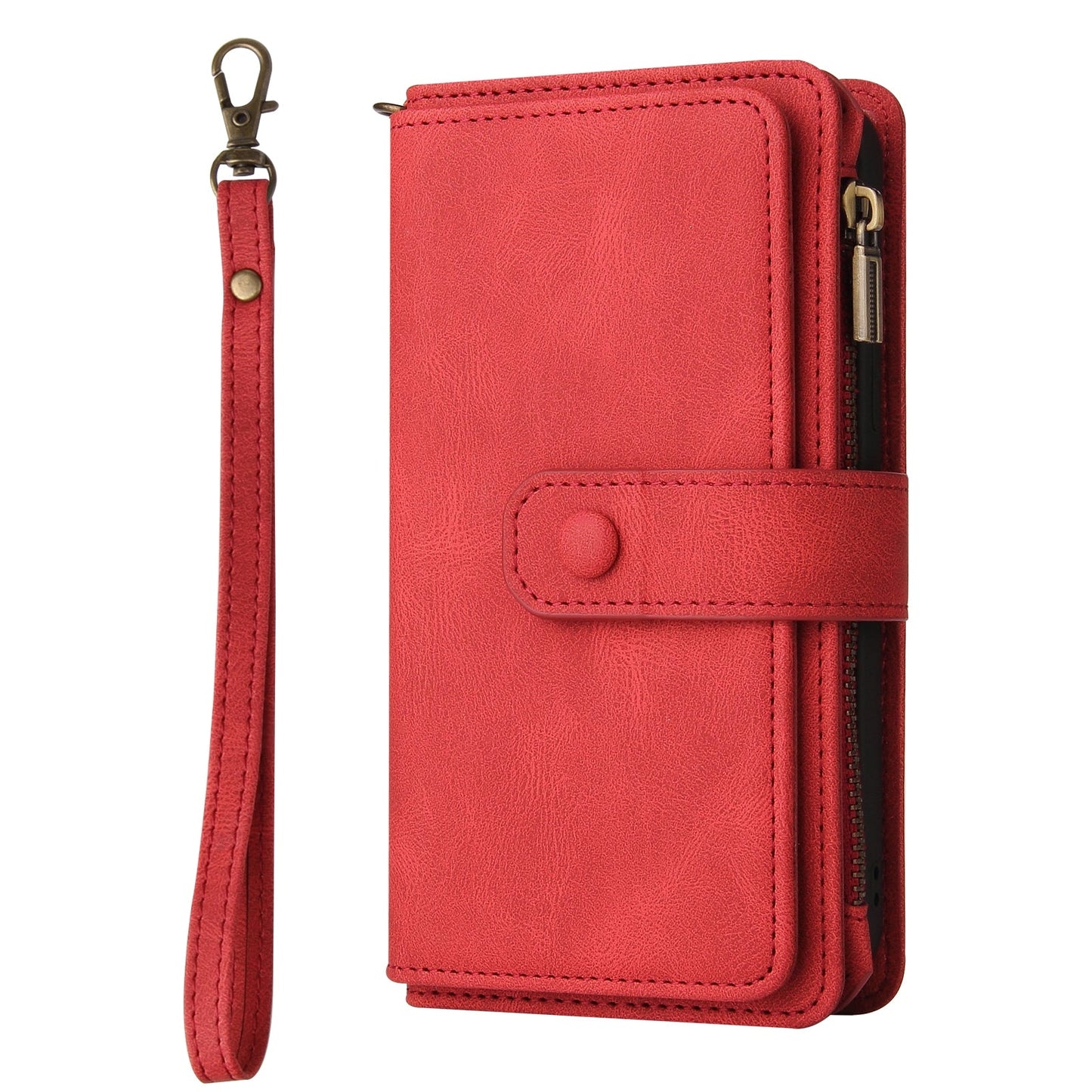 For iPhone 16e Skin Feel Multi Card Slots Zipper Wallet Leather Phone Case(Red)