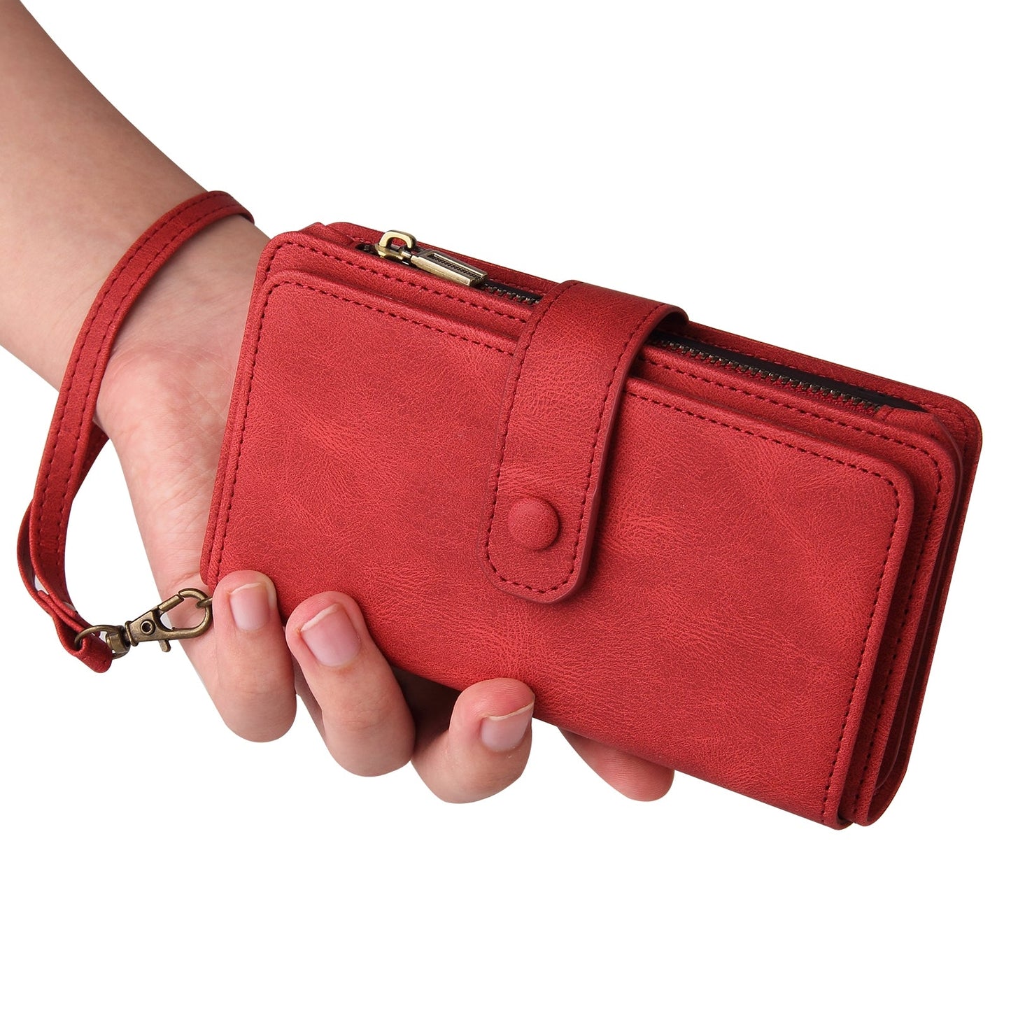 For iPhone 16e Skin Feel Multi Card Slots Zipper Wallet Leather Phone Case(Red)