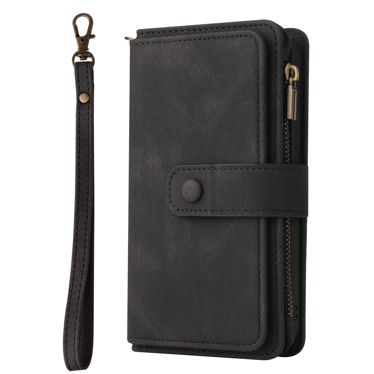 For iPhone 16e Skin Feel Multi Card Slots Zipper Wallet Leather Phone Case(Black)