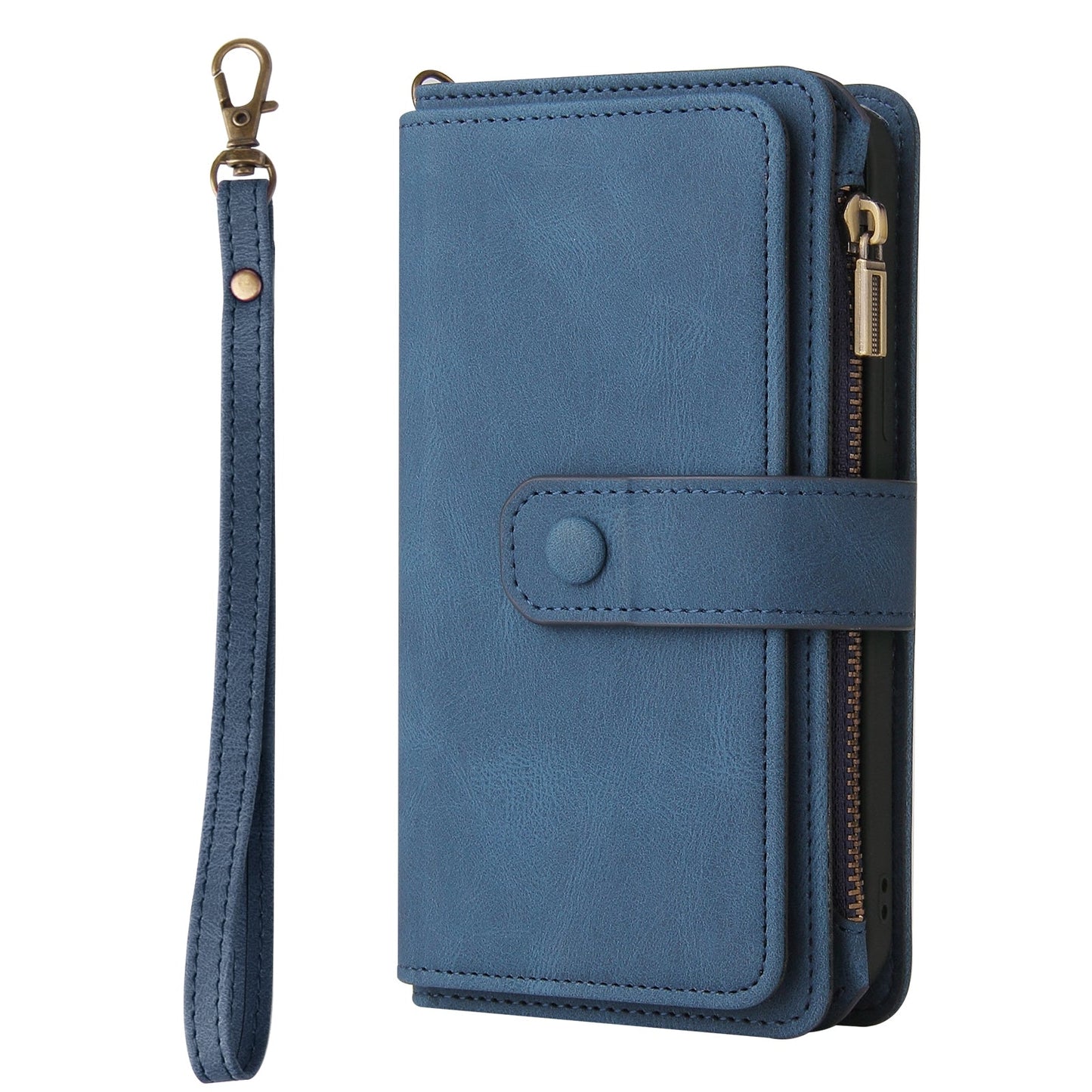 For iPhone 16e Skin Feel Multi Card Slots Zipper Wallet Leather Phone Case(Blue)