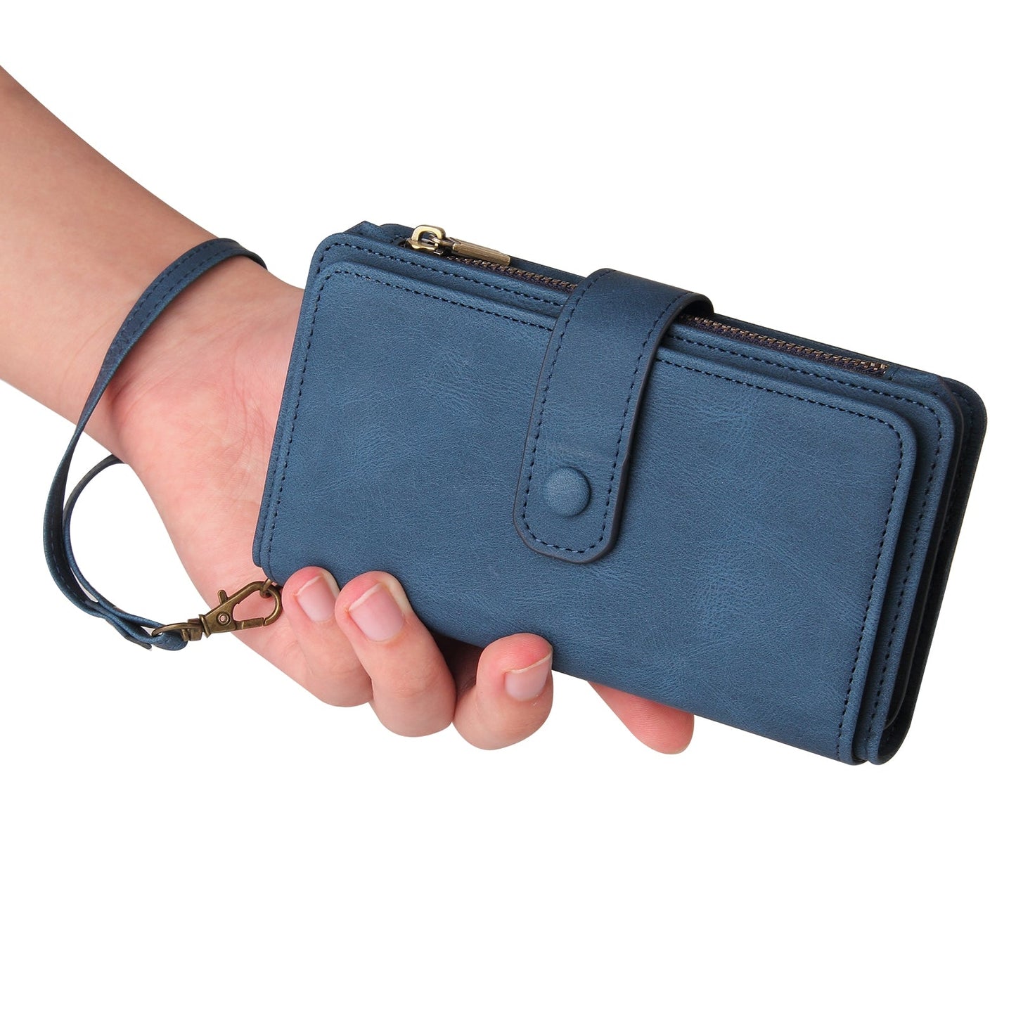 For iPhone 16e Skin Feel Multi Card Slots Zipper Wallet Leather Phone Case(Blue)
