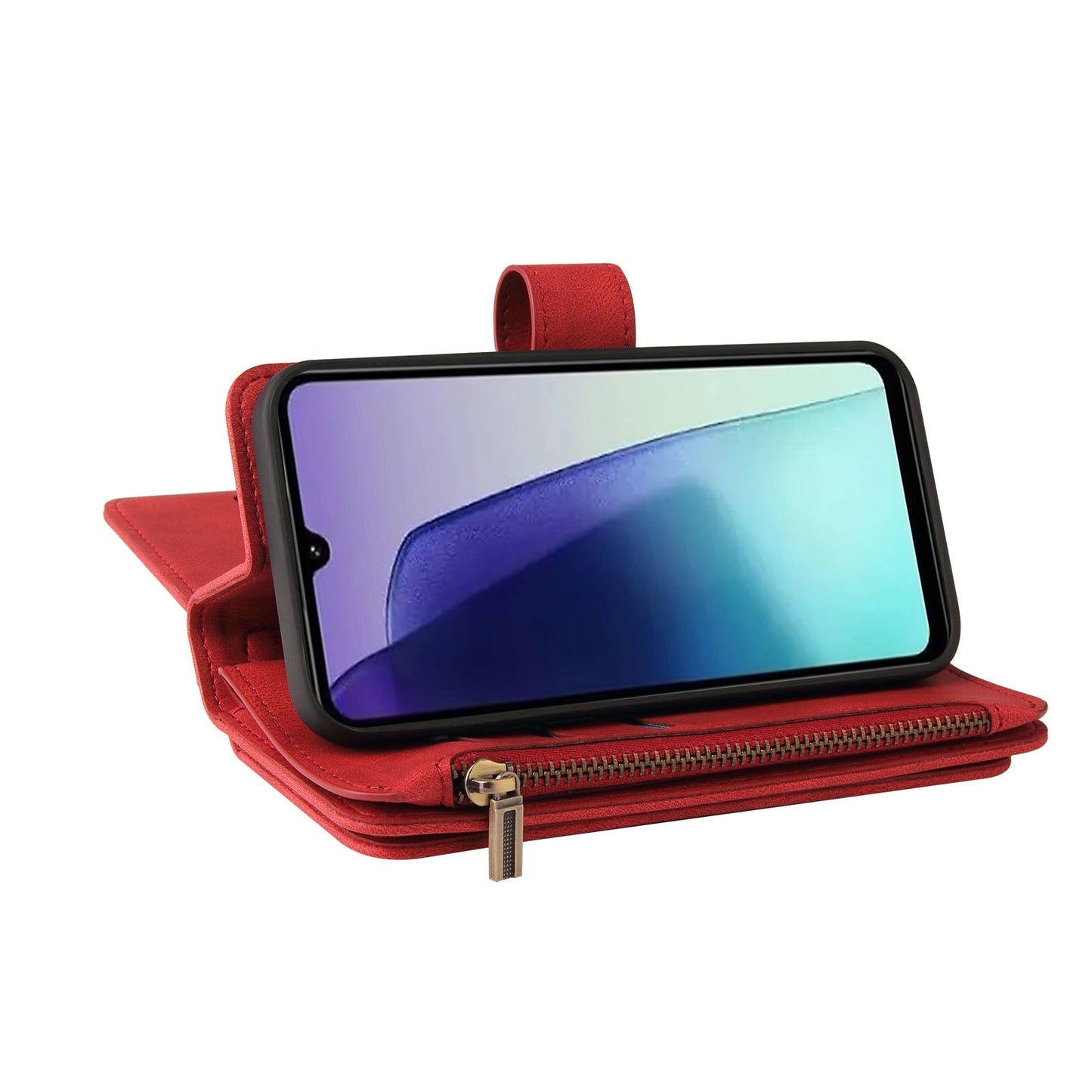 For Redmi 14C 4G Global Skin Feel Multi Card Slots Zipper Wallet Leather Phone Case(Red)