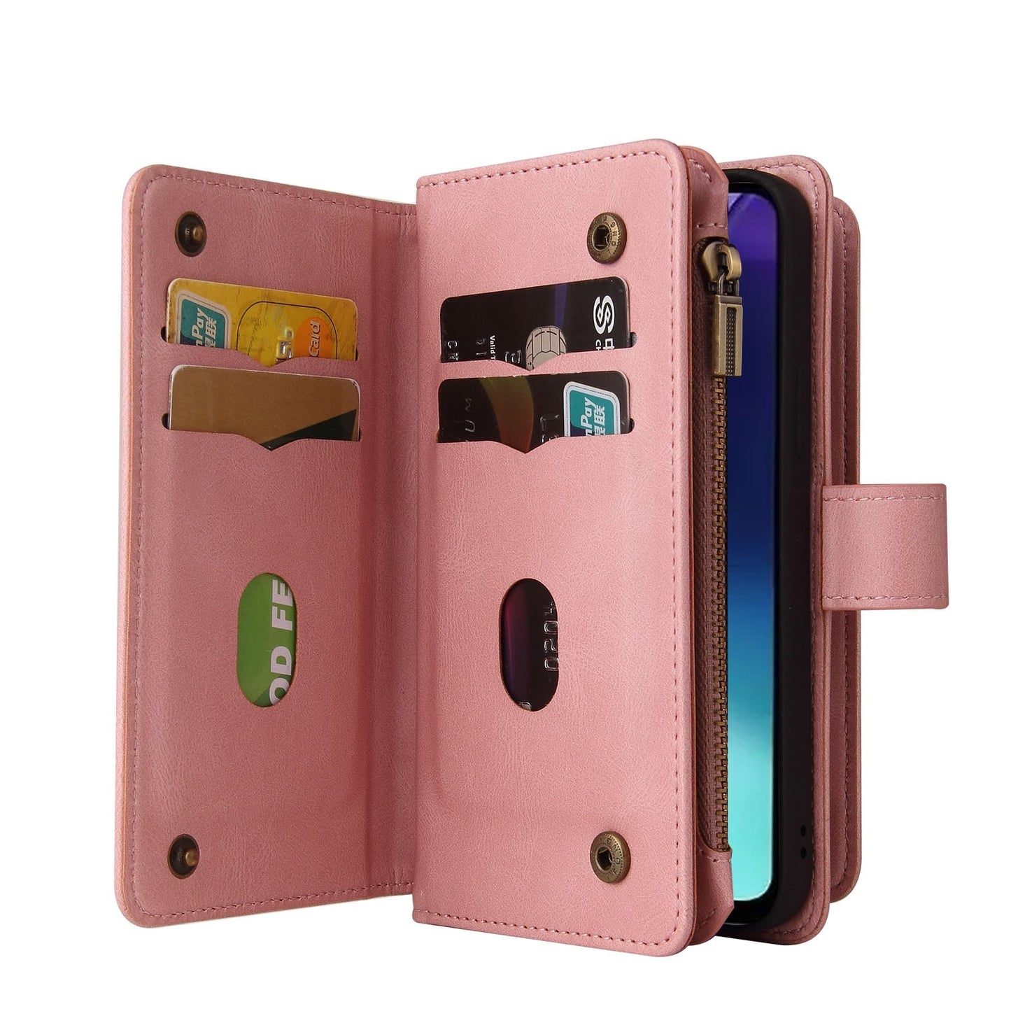 For Redmi 14C 4G Global Skin Feel Multi Card Slots Zipper Wallet Leather Phone Case(Pink)