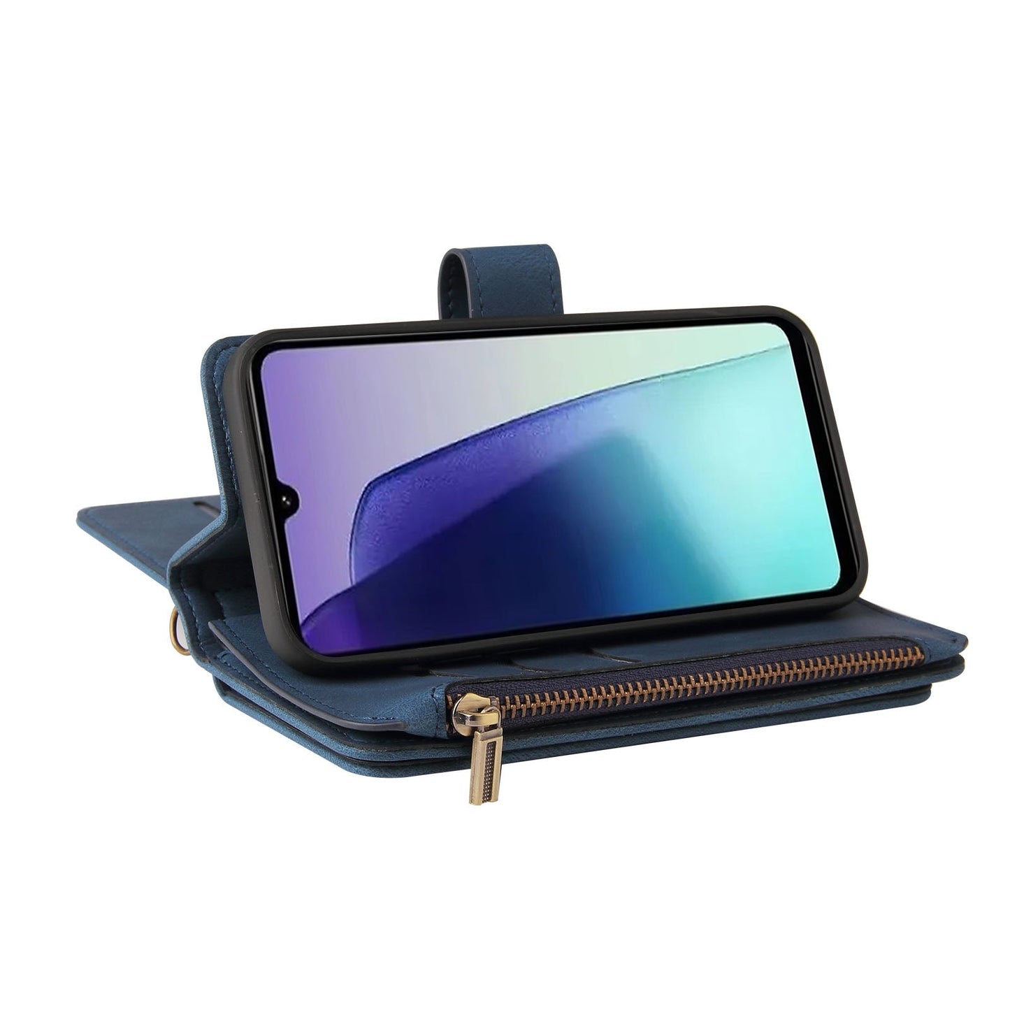 For Redmi 14C 4G Global Skin Feel Multi Card Slots Zipper Wallet Leather Phone Case(Blue)