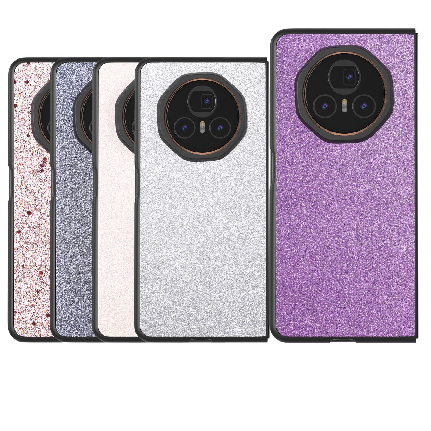 For Honor Magic V3 Black Frame Glitter Shockproof Phone Case(Black)