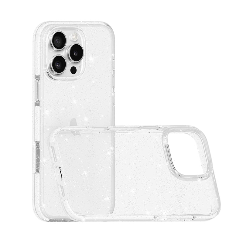 Compatible with iPhone 18 Pro Max & 17 Pro Max Dual Color Clear Glitter TPU + TPE Full Coverage Phone Case - Blue