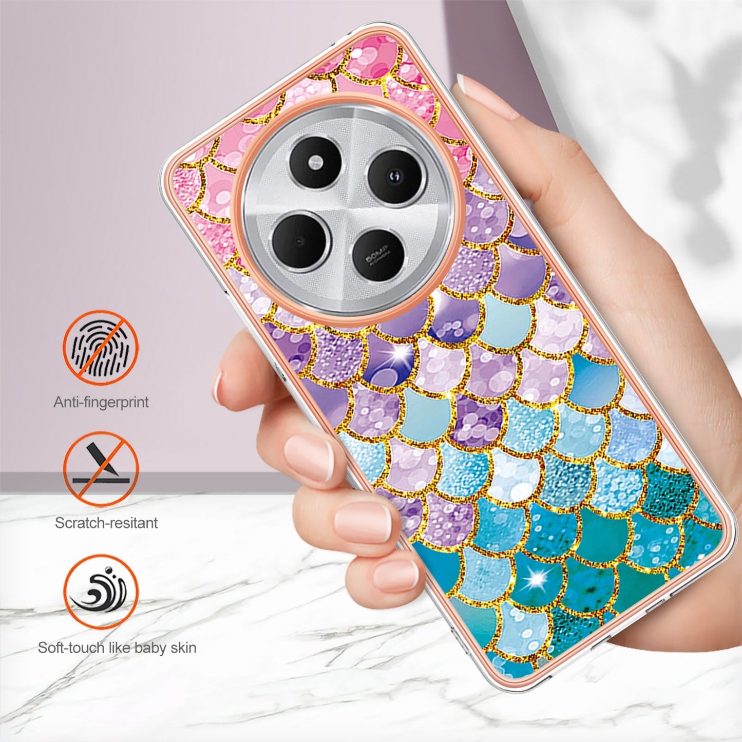 For Redmi 14C 4G Electroplating IMD TPU Phone Case(Colorful Scales)