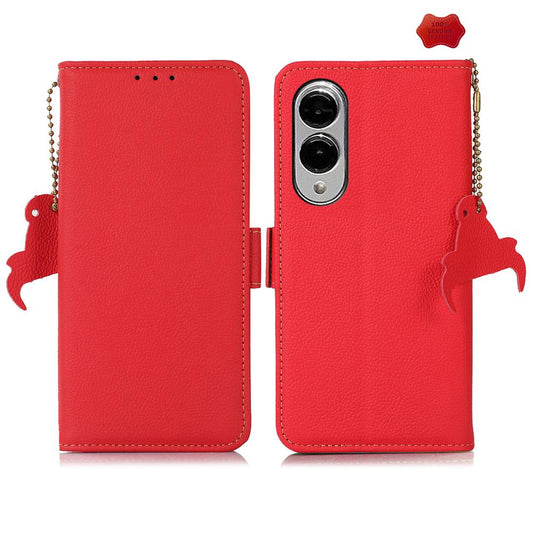 For Samsung Galaxy S25 Edge 5G Side-Magnetic TJ Genuine Leather RFID Phone Case(Red)