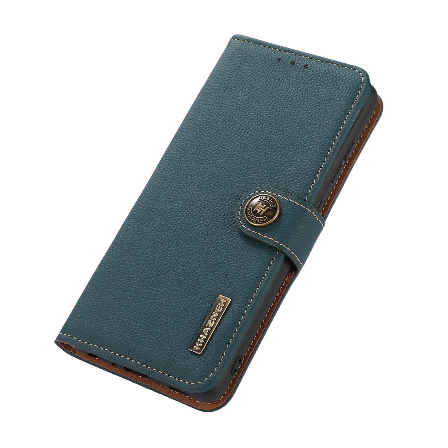 For Samsung Galaxy S25 Edge 5G KHAZNEH Custer Genuine Leather RFID Phone Case(Green)