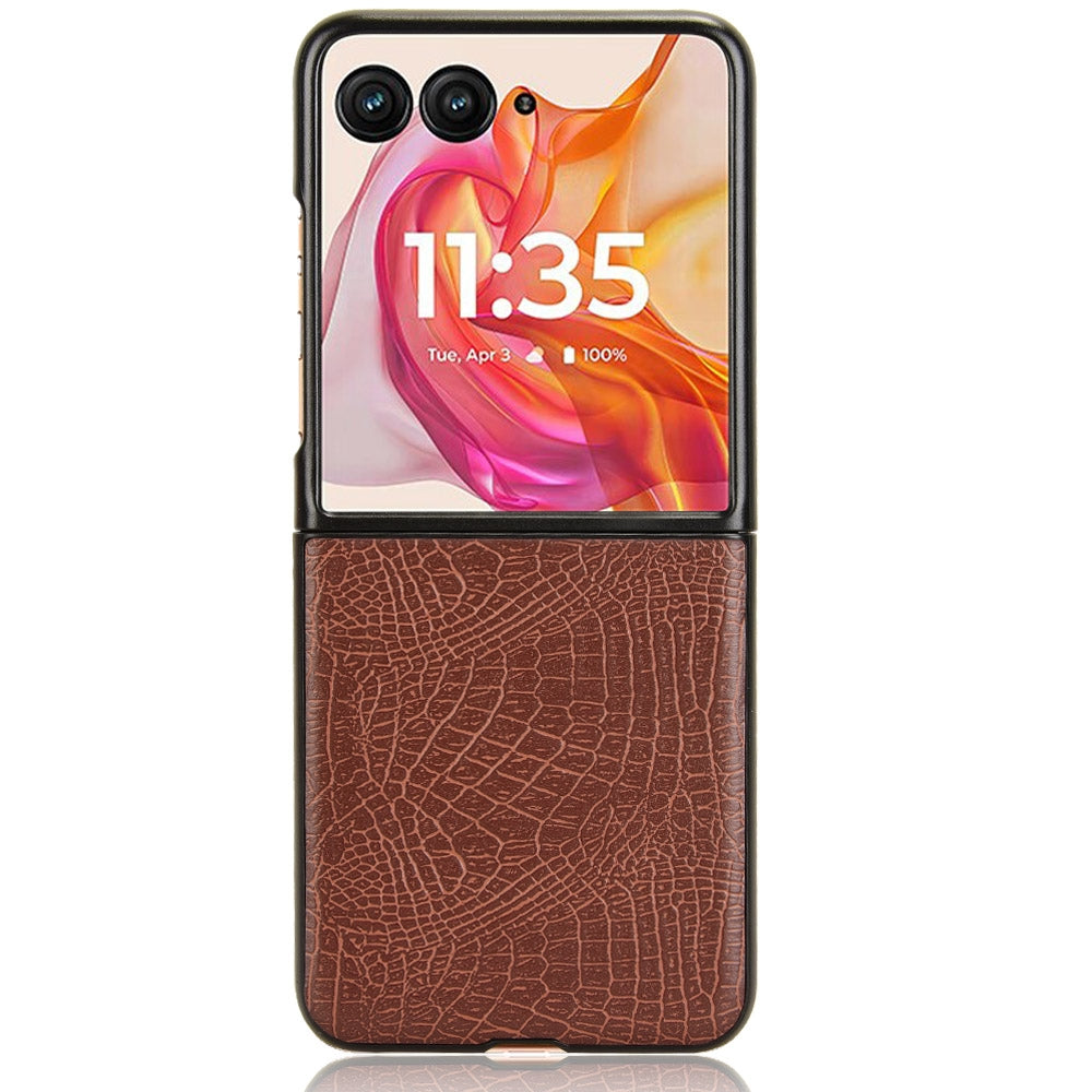 For Motorola Razr 50 Ultra Crocodile Texture Back Cover Phone Case(Brown)