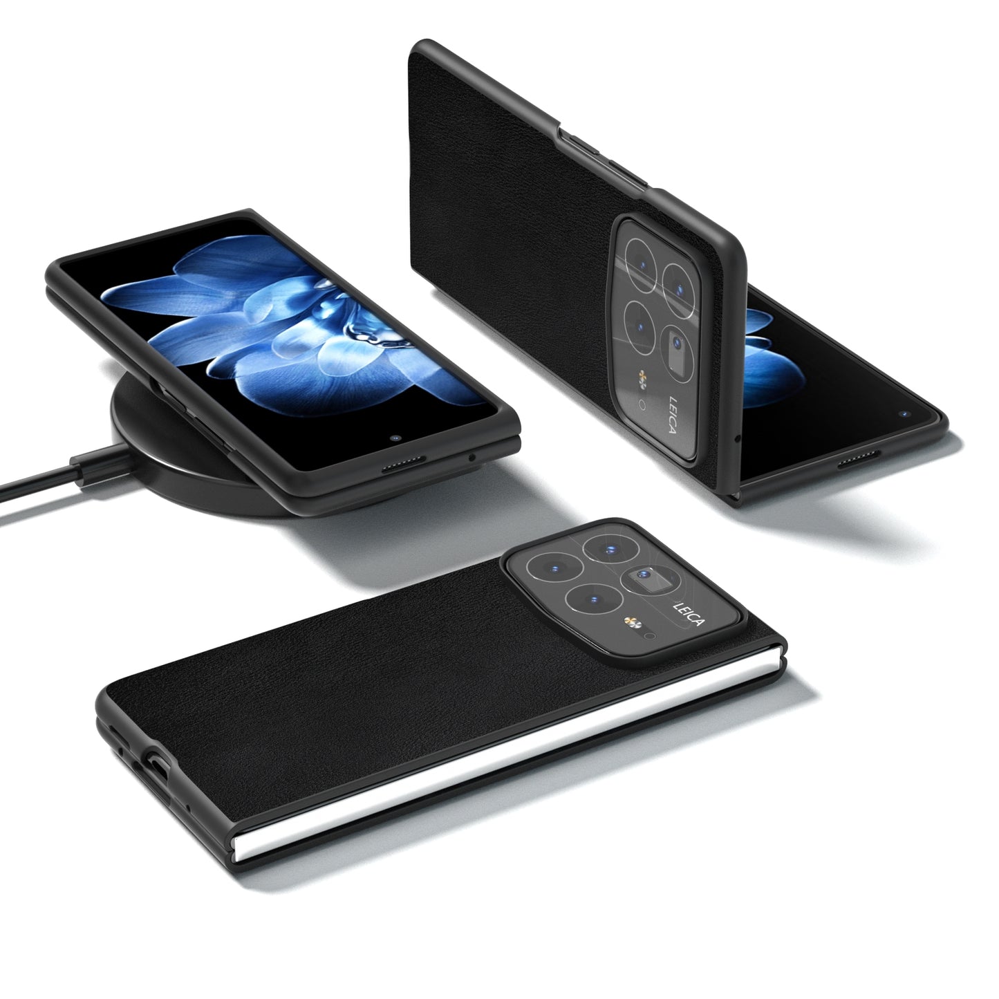 For Xiaomi Mix Fold 4 PU Leather Black Frame Full Coverage Phone Case(Black)