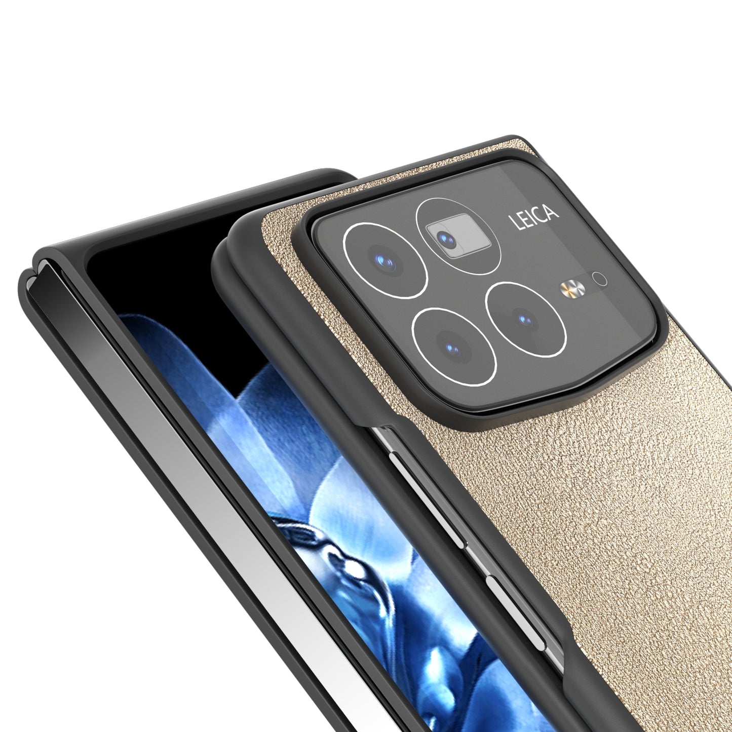 For Xiaomi Mix Fold 4 PU Leather Black Frame Full Coverage Phone Case(Gold)