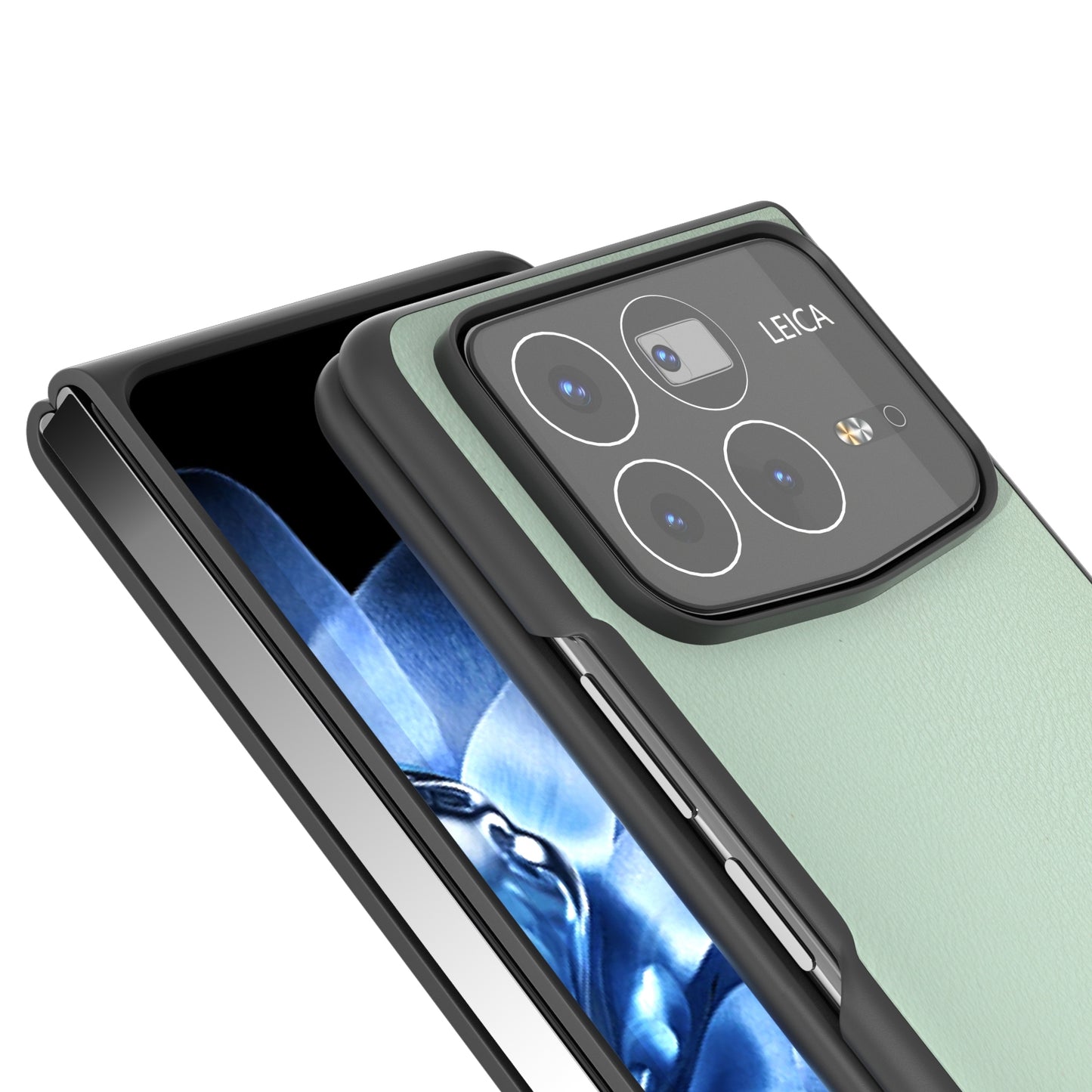 For Xiaomi Mix Fold 4 PU Leather Black Frame Full Coverage Phone Case(Light Green)