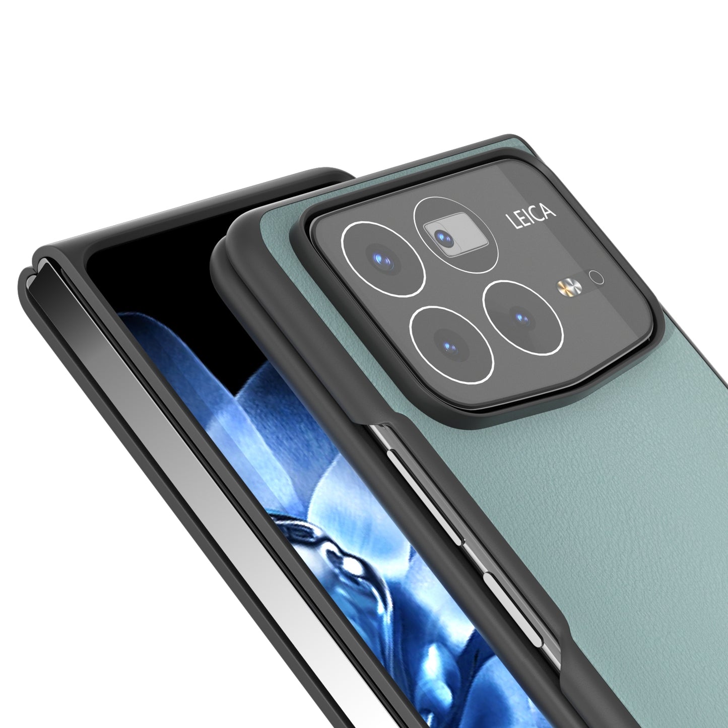 For Xiaomi Mix Fold 4 PU Leather Black Frame Full Coverage Phone Case(Light Blue)