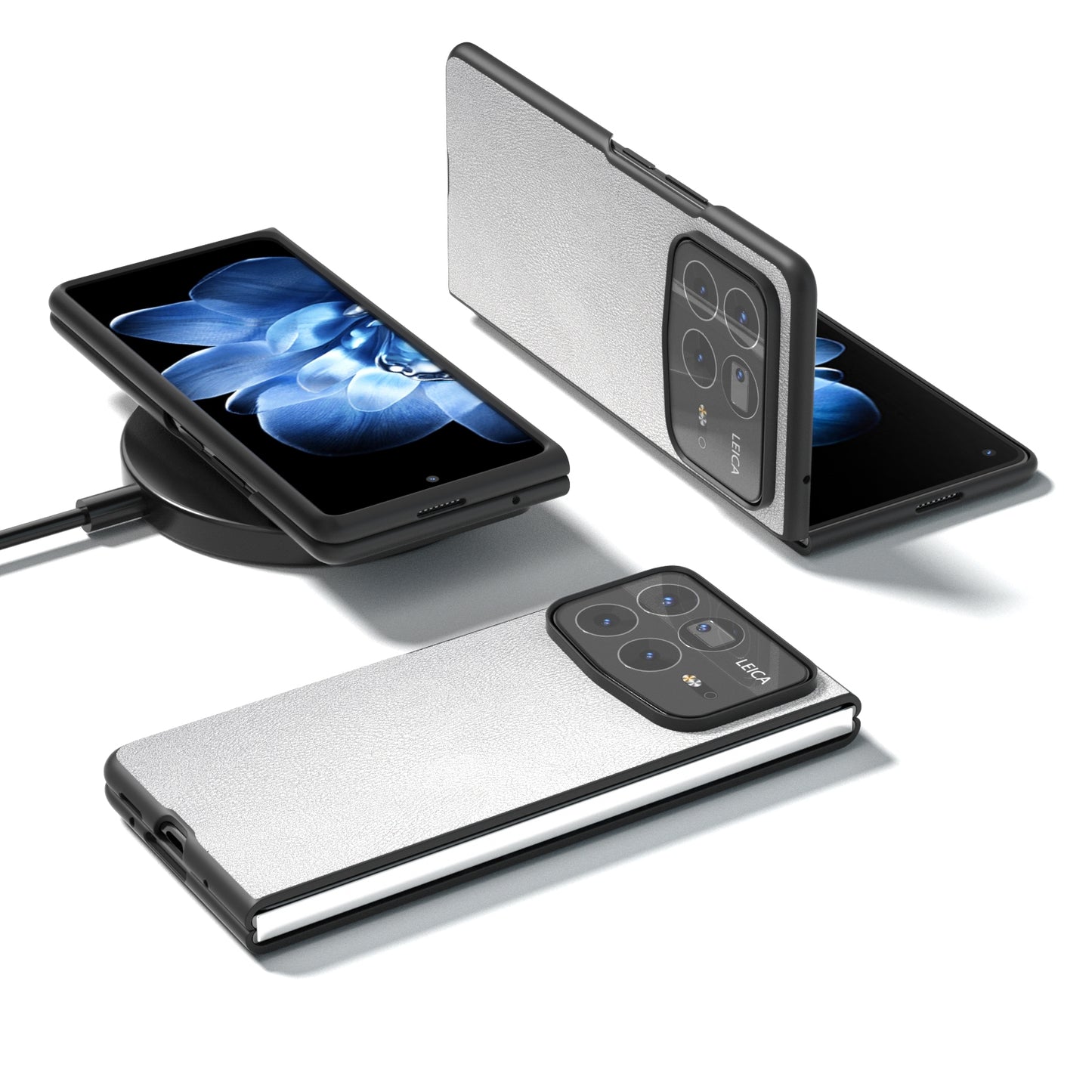 For Xiaomi Mix Fold 4 PU Leather Black Frame Full Coverage Phone Case(Silver)