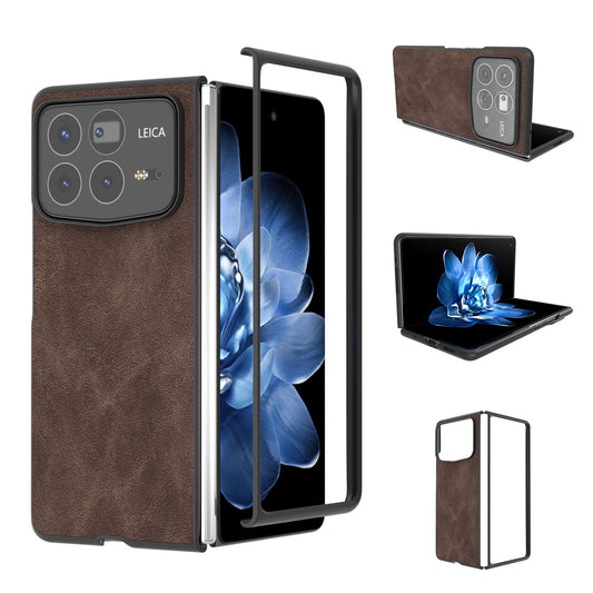 For Xiaomi Mix Fold 4 Black Frame PU Leather Full Coverage Phone Case(Coffee)