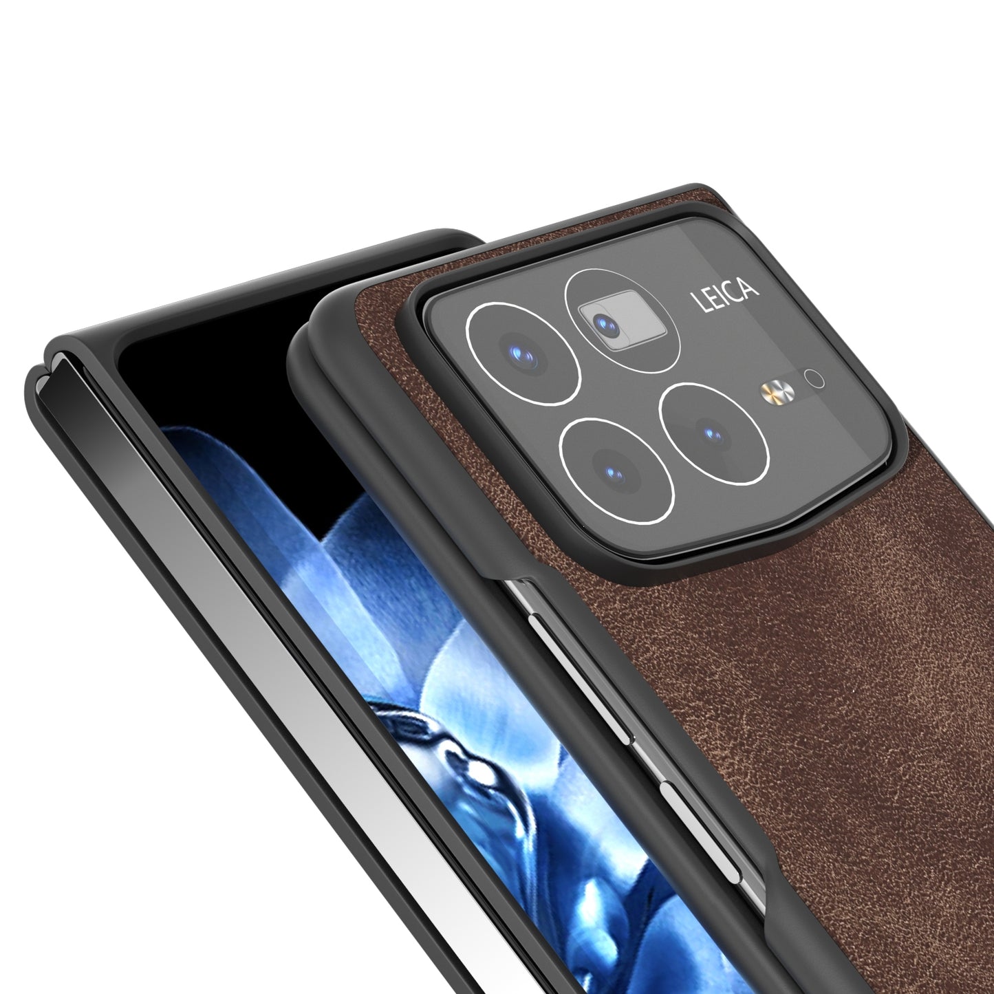 For Xiaomi Mix Fold 4 Black Frame PU Leather Full Coverage Phone Case(Coffee)