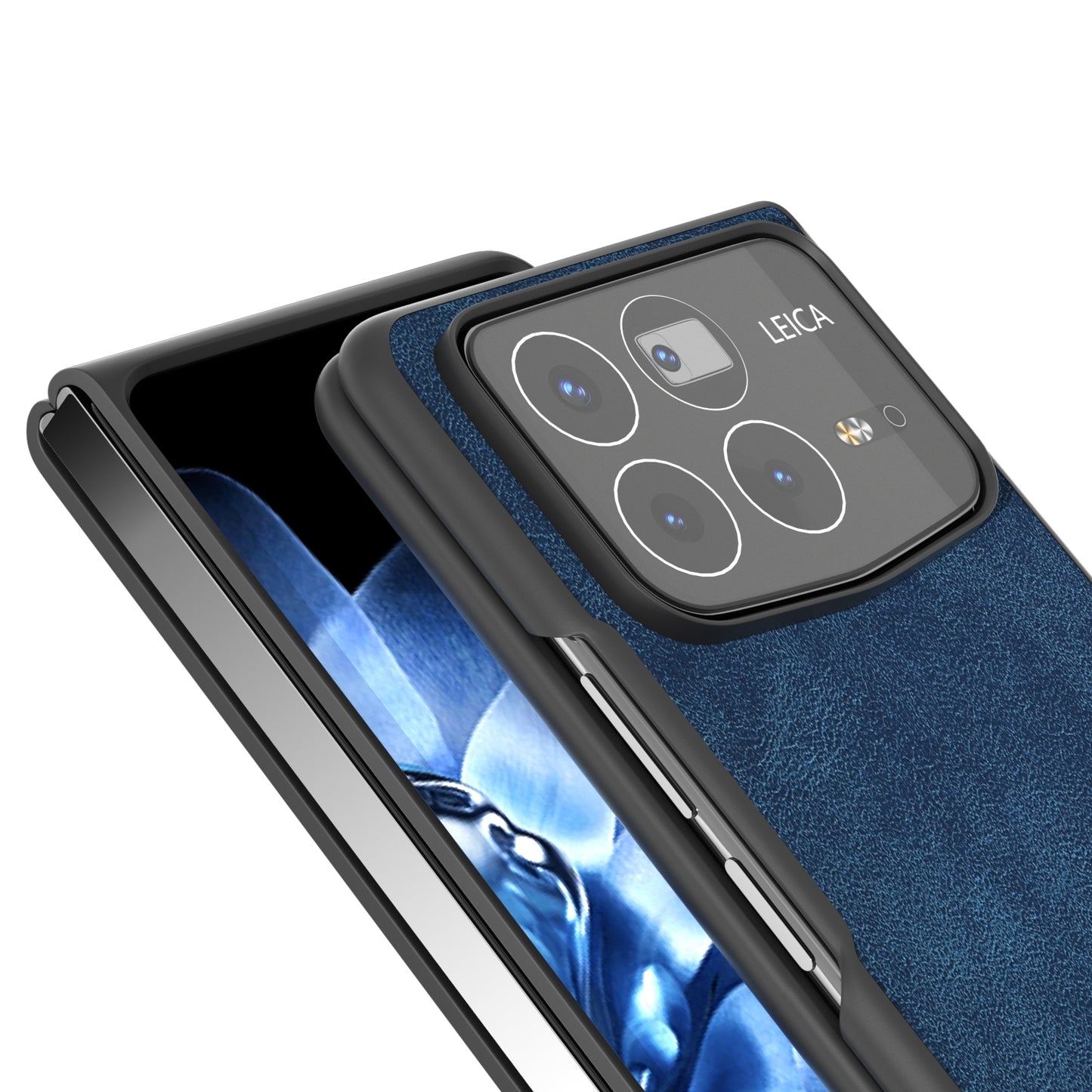 For Xiaomi Mix Fold 4 Black Frame PU Leather Full Coverage Phone Case(Blue)