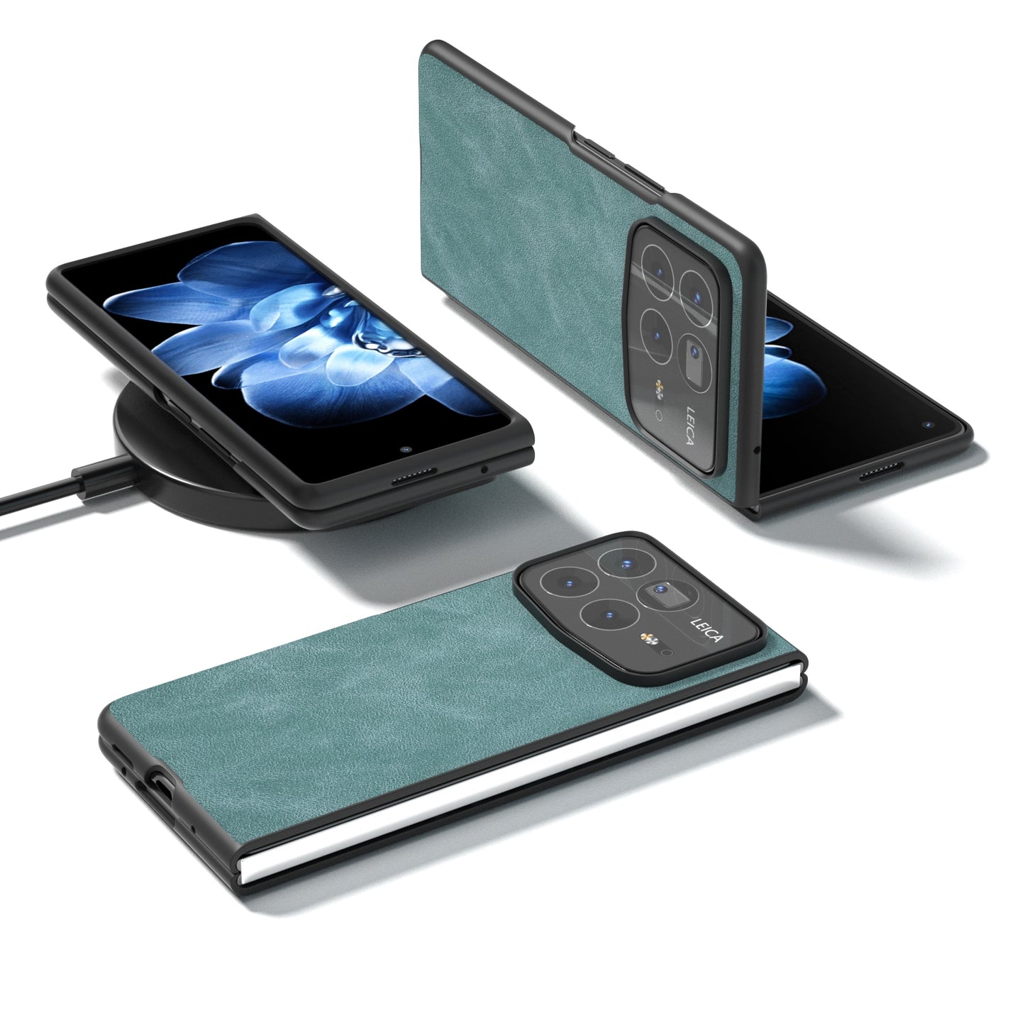 For Xiaomi Mix Fold 4 Black Frame PU Leather Full Coverage Phone Case(Light Blue)