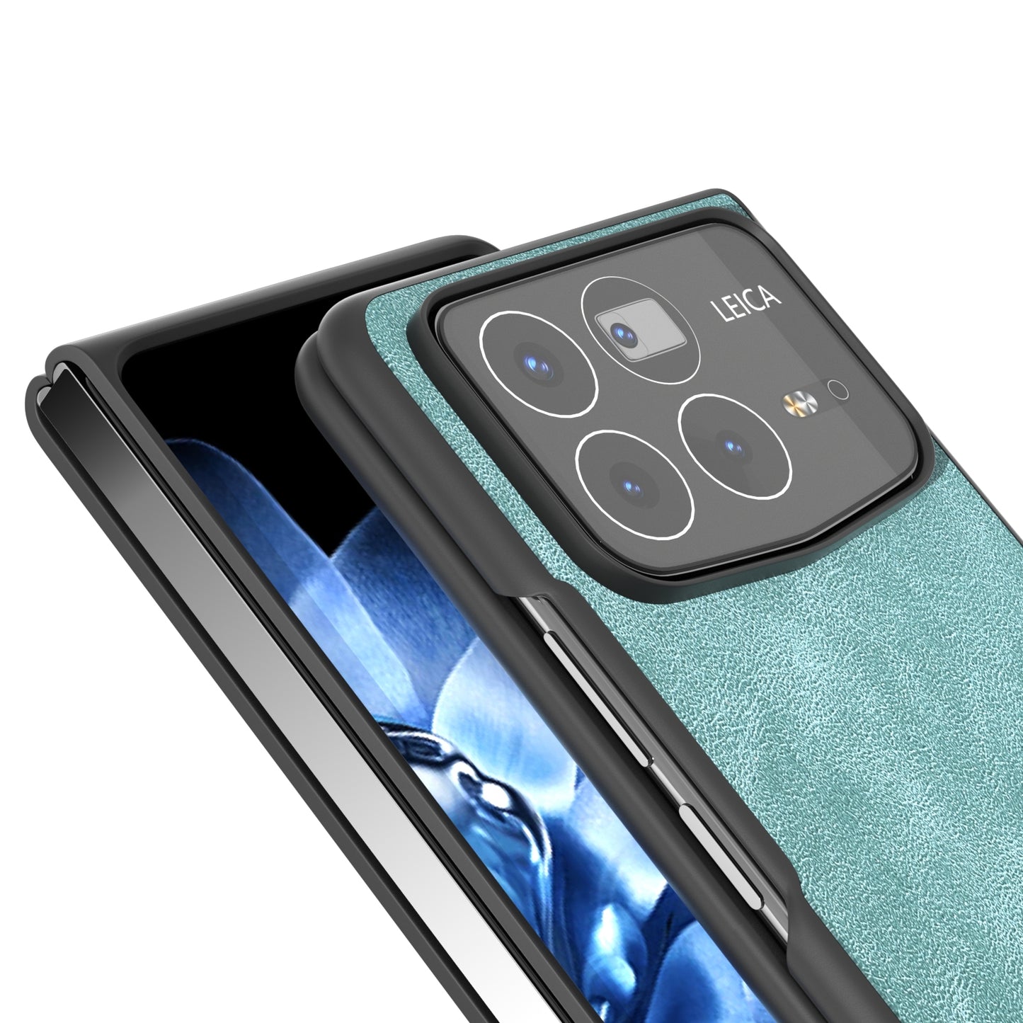 For Xiaomi Mix Fold 4 Black Frame PU Leather Full Coverage Phone Case(Light Blue)