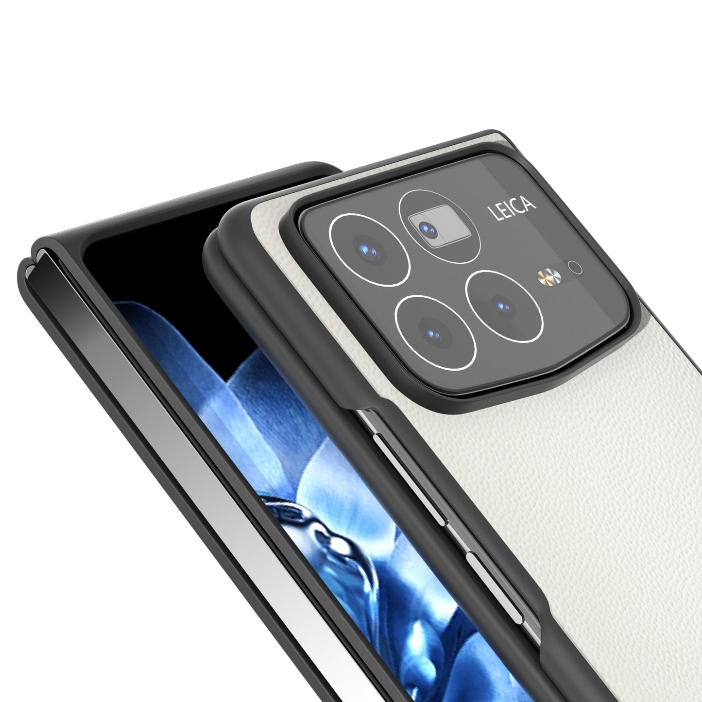 For Xiaomi Mix Fold 4 ABEEL Genuine Leather Elegant Black Edge Phone Case(White)