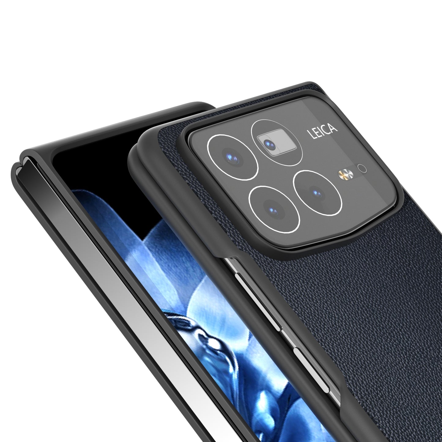 For Xiaomi Mix Fold 4 ABEEL Genuine Leather Elegant Black Edge Phone Case(Blue)