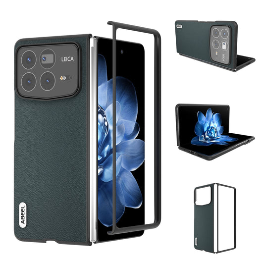 For Xiaomi Mix Fold 4 ABEEL Genuine Leather Elegant Black Edge Phone Case(Green)