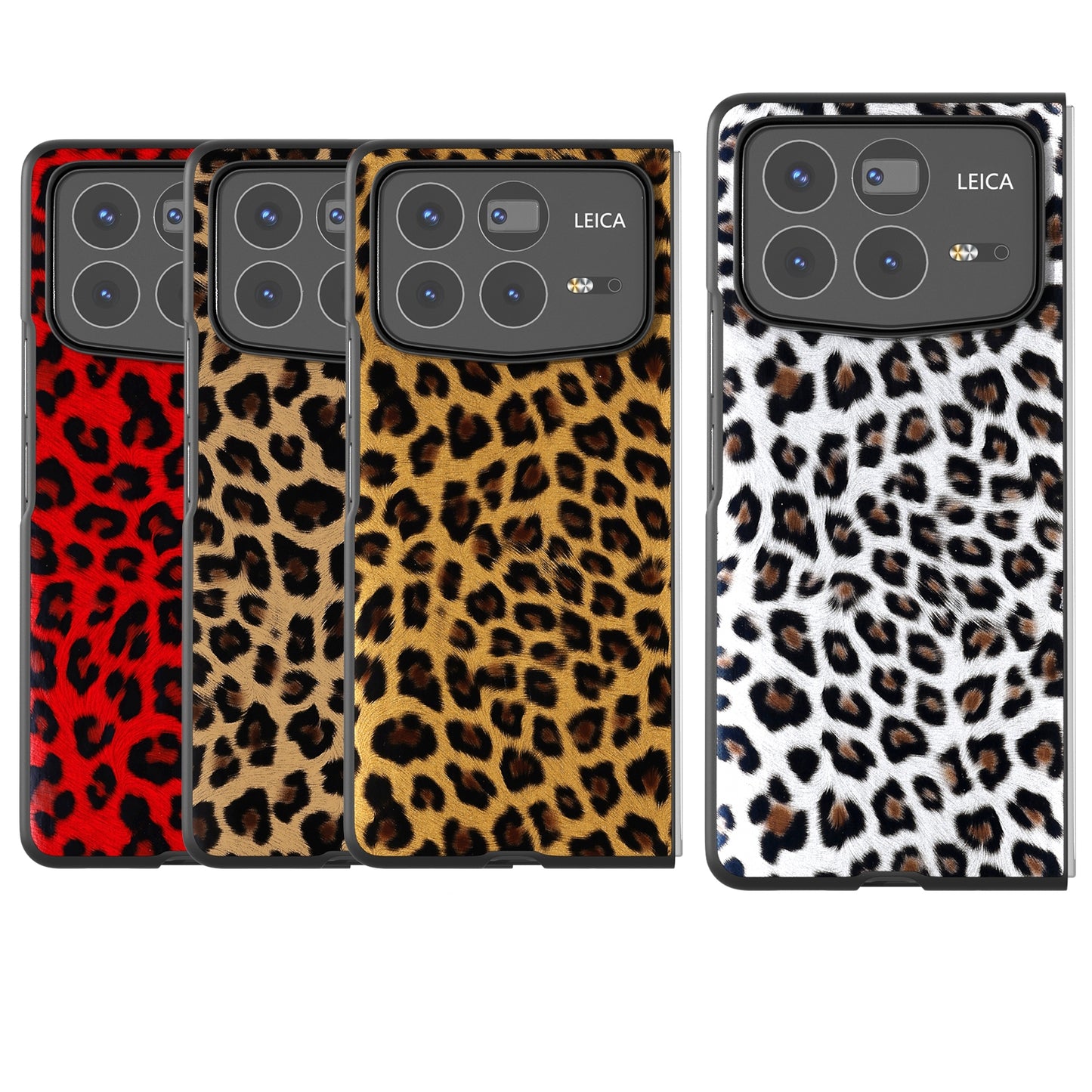 For Xiaomi Mix Fold 4 Black Frame Leopard Full Coverage Phone Case(Silver Leopard)