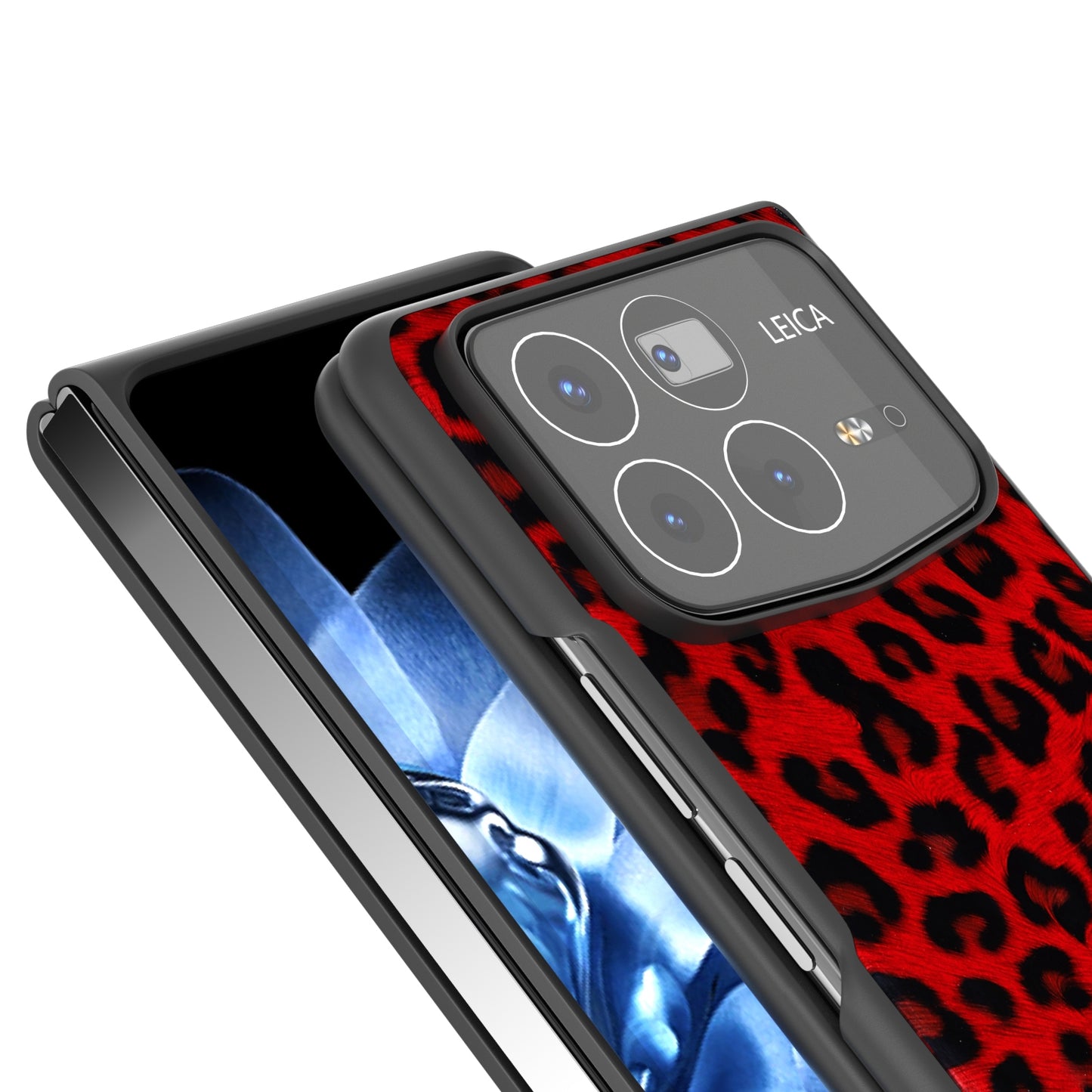 For Xiaomi Mix Fold 4 Black Frame Leopard Full Coverage Phone Case(Red Leopard)