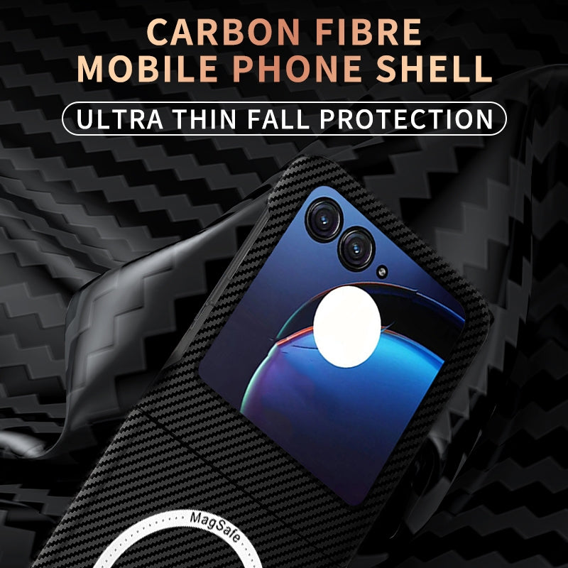 For Motorola Razr 50 Carbon Fiber Texture MagSafe Magnetic Phone Case(Purple)