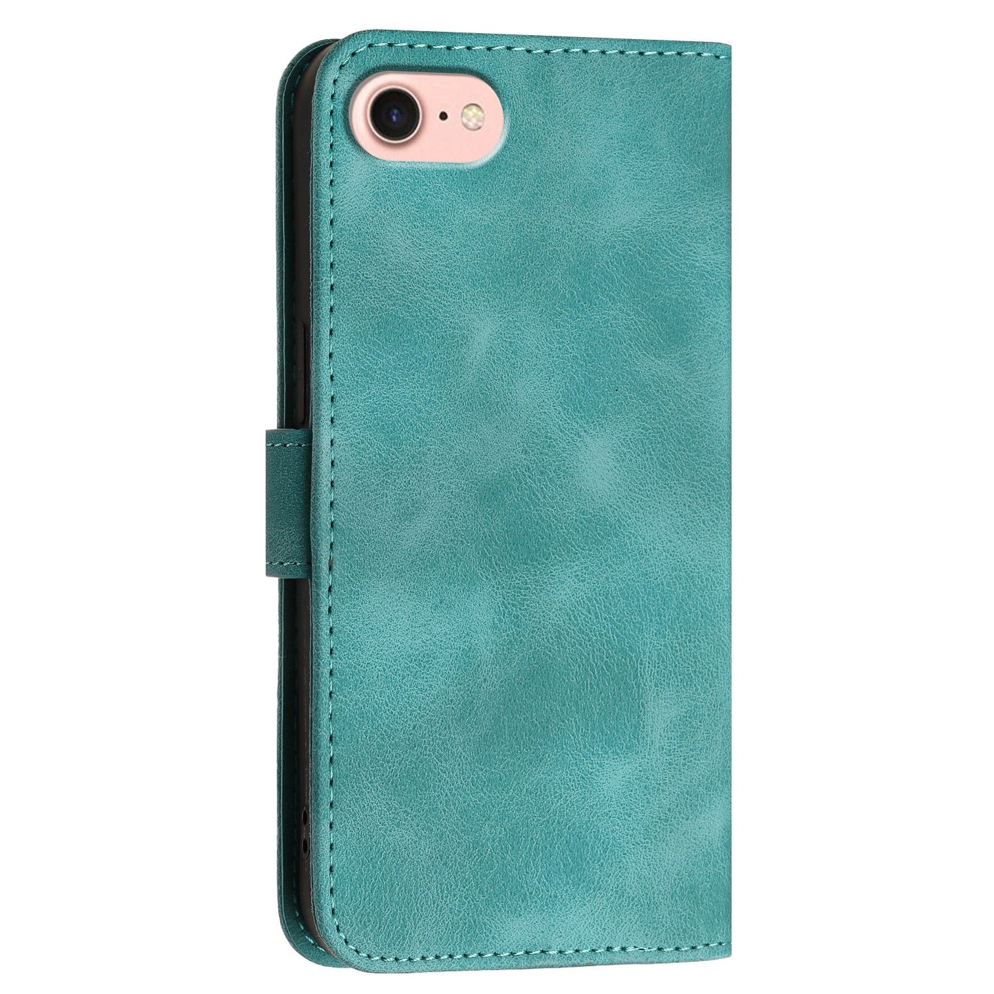 For iPhone 16e YX0080 Grid Butterfly Embossed Pattern Flip Leather Phone Case with Lanyard(Light Blue)