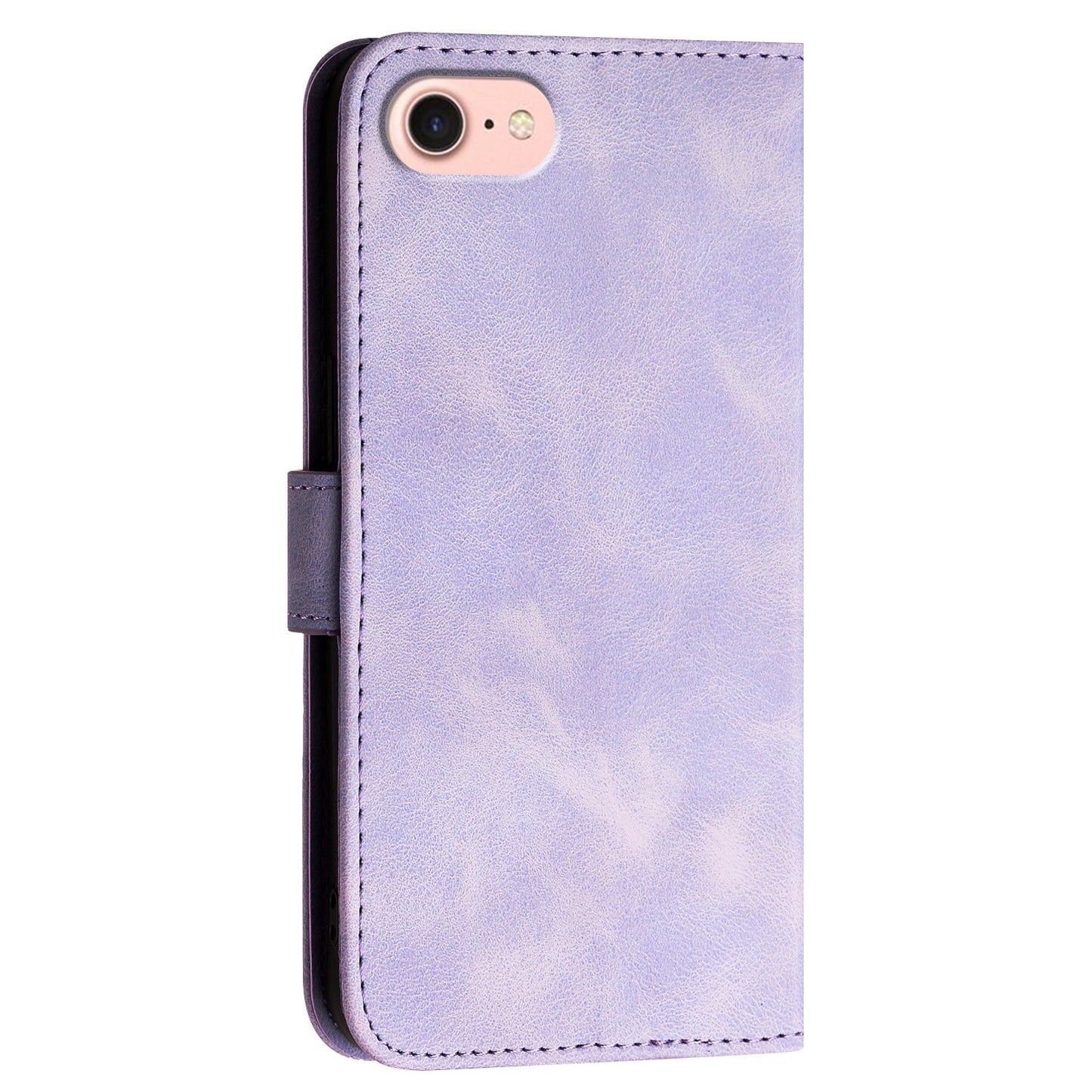 For iPhone 16e YX0080 Grid Butterfly Embossed Pattern Flip Leather Phone Case with Lanyard(Light Purple)