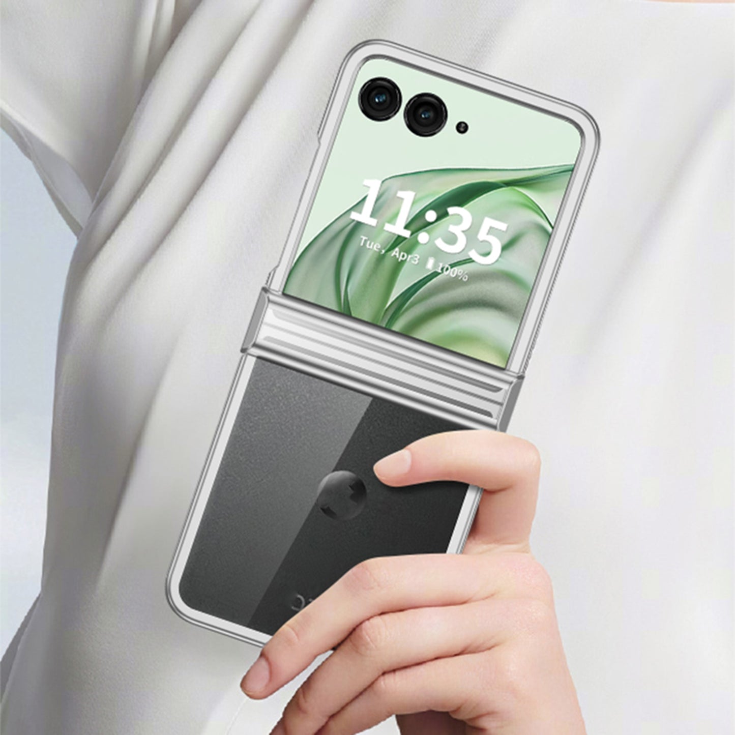 For Motorola Razr 50 Ultra Three Parts 6D Electroplating PC Shockproof Phone Case(Green)