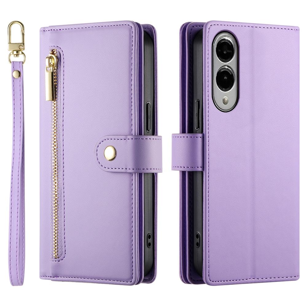 For Samsung Galaxy S25 Edge 5G Nine Card-slot Zipper Wallet Bag Leather Phone Case(Purple)
