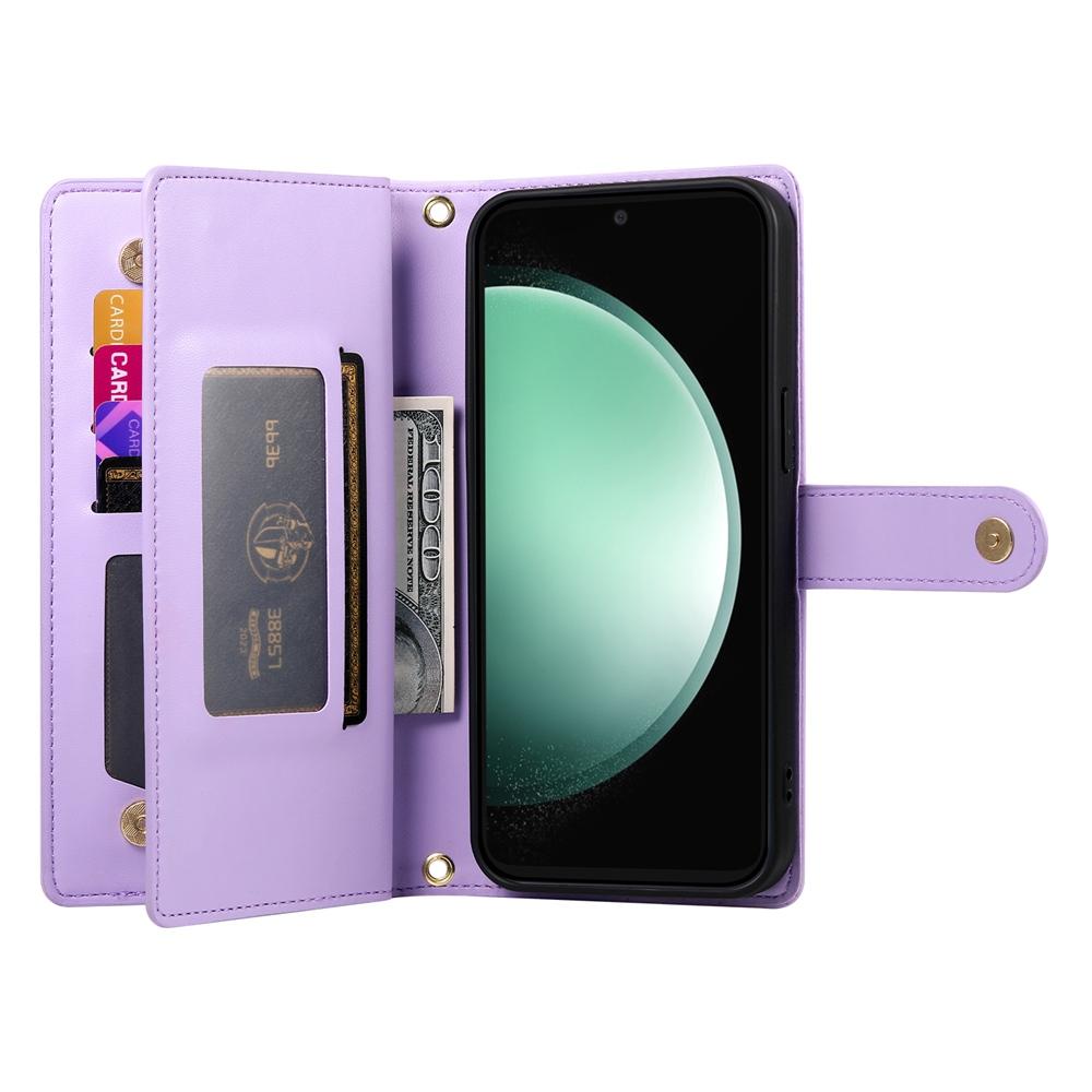 For Samsung Galaxy S25 Edge 5G Nine Card-slot Zipper Wallet Bag Leather Phone Case(Purple)