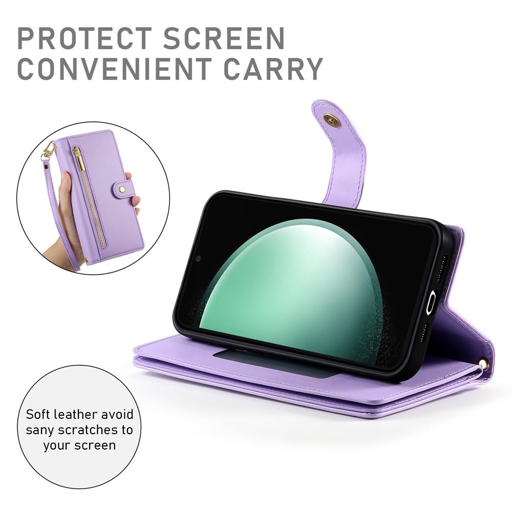 For Samsung Galaxy S25 Edge 5G Nine Card-slot Zipper Wallet Bag Leather Phone Case(Purple)