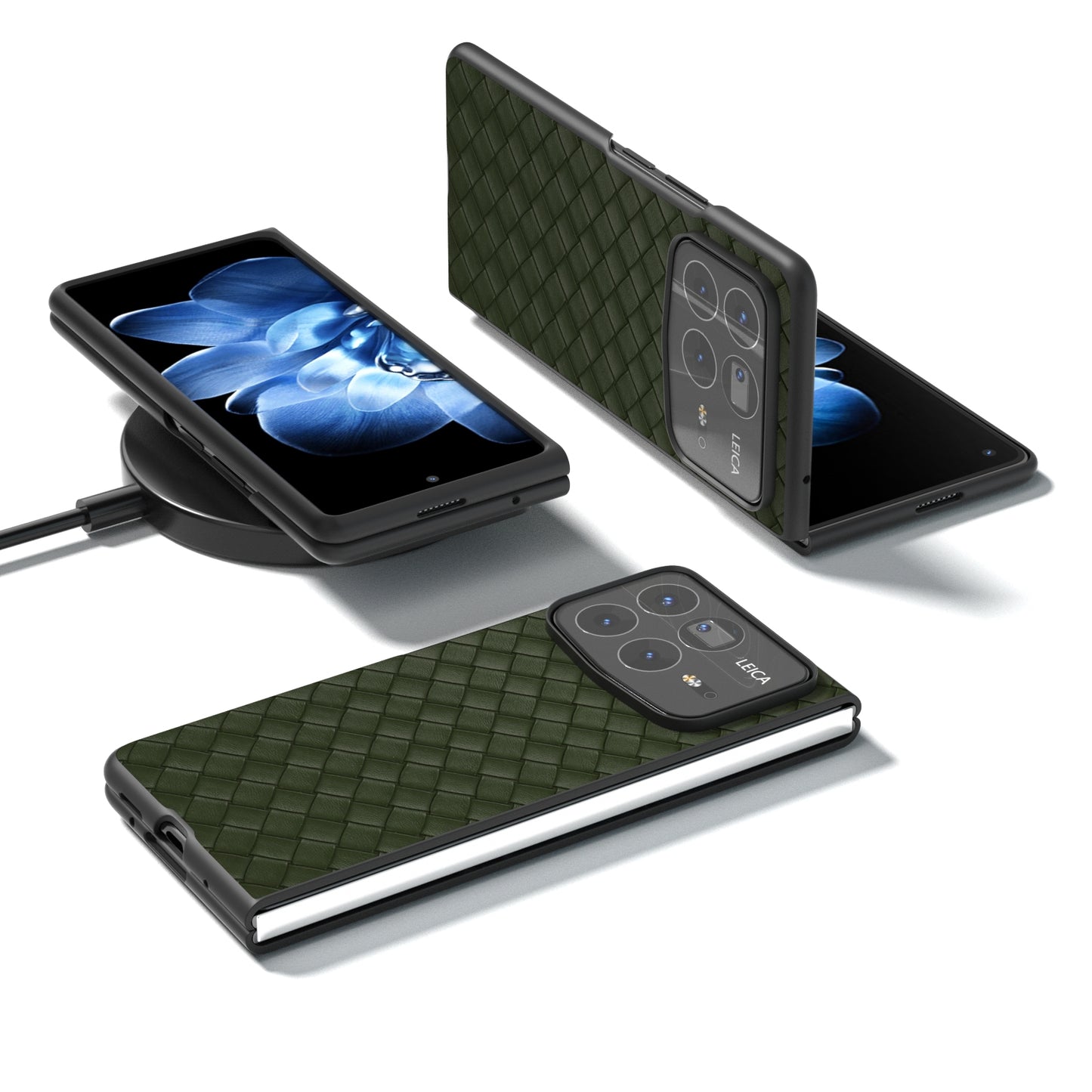 For Xiaomi Mix Fold 4 Black Frame Woven Texture PU Phone Case(Green)