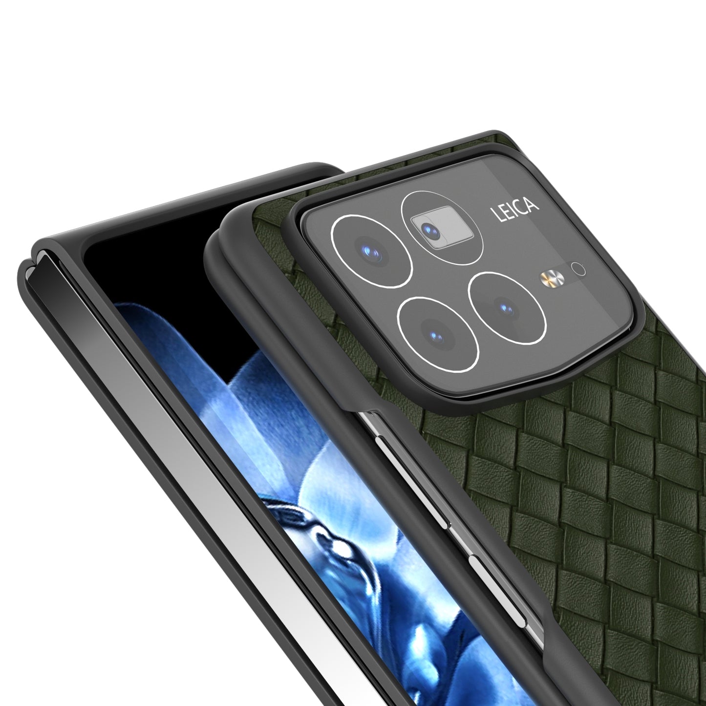 For Xiaomi Mix Fold 4 Black Frame Woven Texture PU Phone Case(Green)