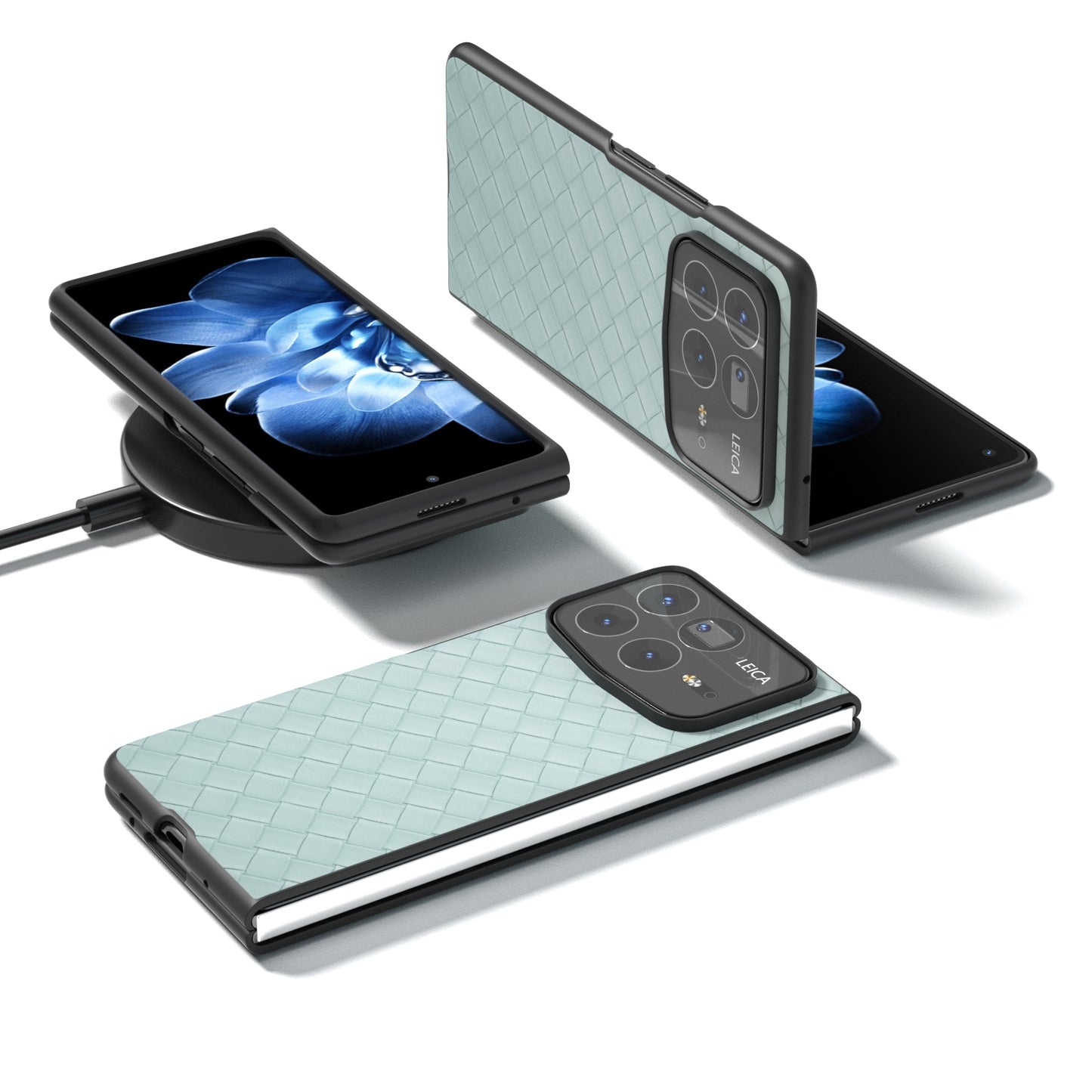 For Xiaomi Mix Fold 4 Black Frame Woven Texture PU Phone Case(Light Green)