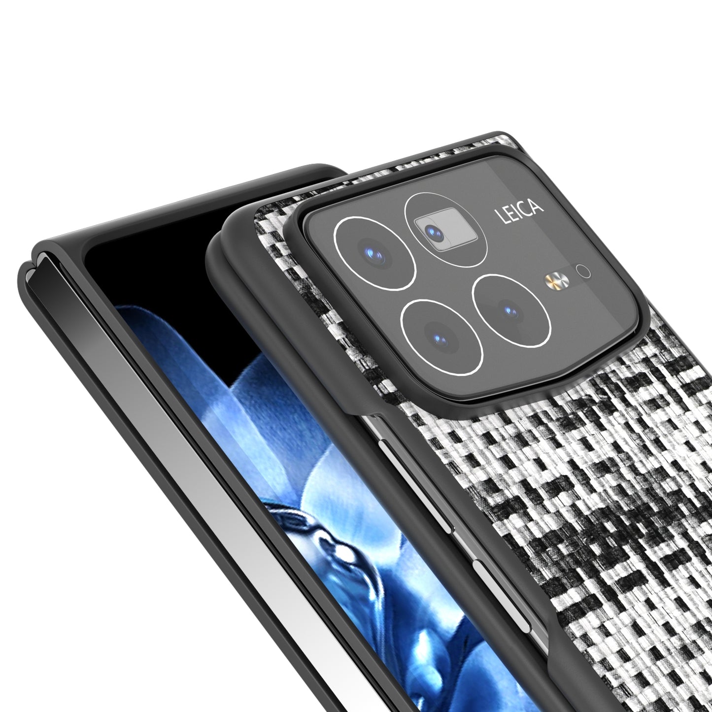 For Xiaomi Mix Fold 4 Black Frame Color Lattice Texture PU Phone Case(Black)