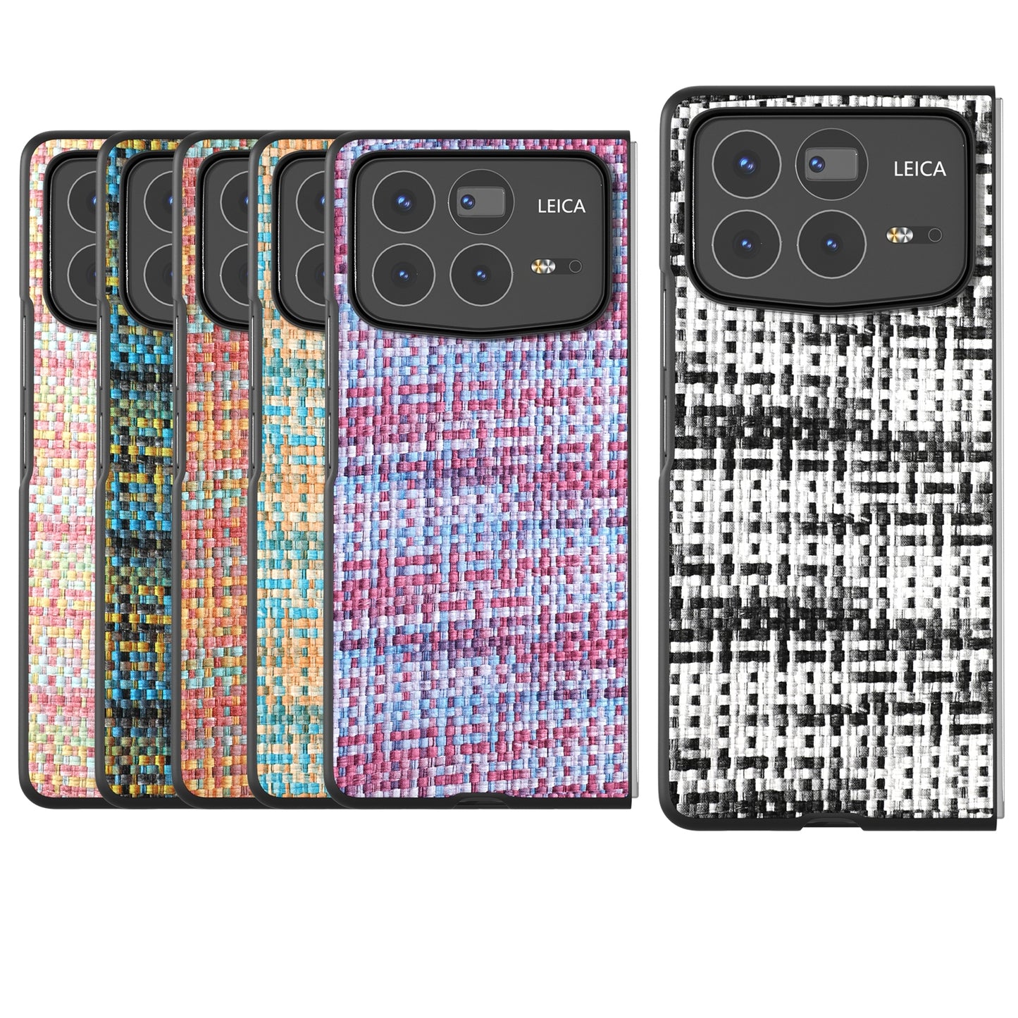 For Xiaomi Mix Fold 4 Black Frame Color Lattice Texture PU Phone Case(Black)