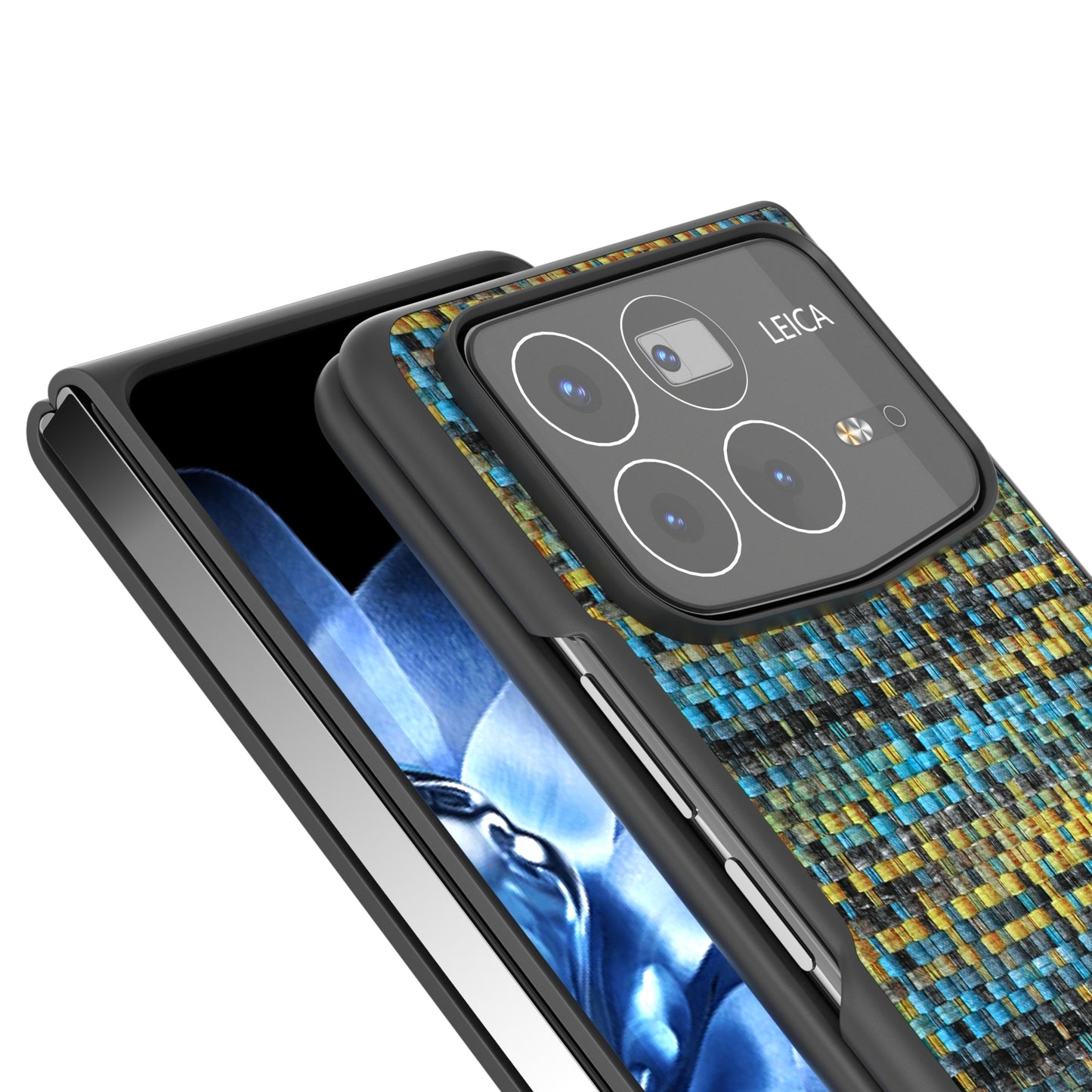 For Xiaomi Mix Fold 4 Black Frame Color Lattice Texture PU Phone Case(Gold)